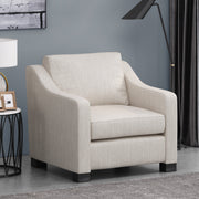 Contemporary Beige Fabric Upholstered Club Chair