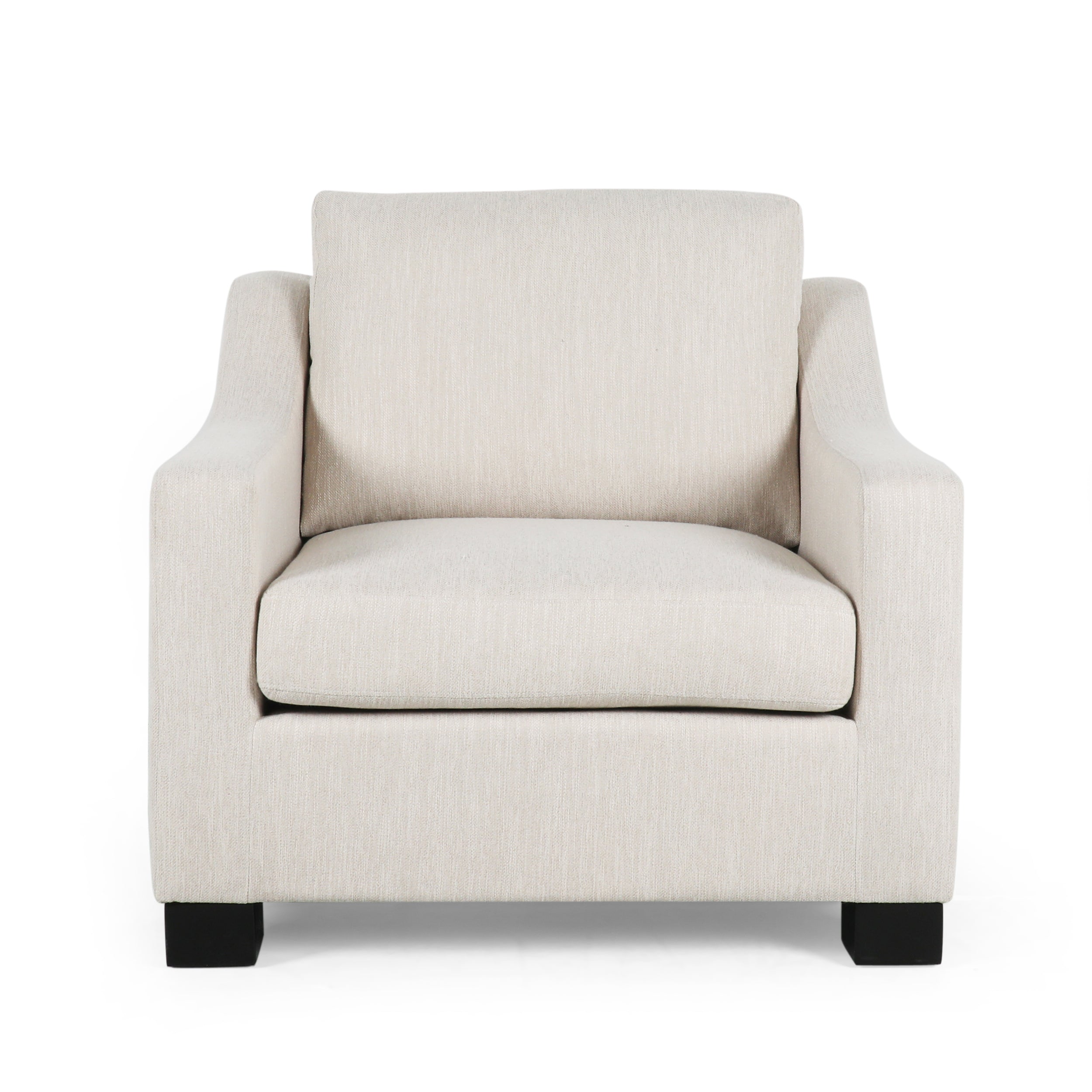 Contemporary Beige Fabric Upholstered Club Chair