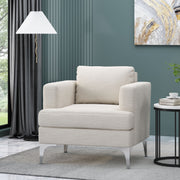 Minimalist Beige/Dark Grey/Navy Blue Fabric Upholstered Club Chair