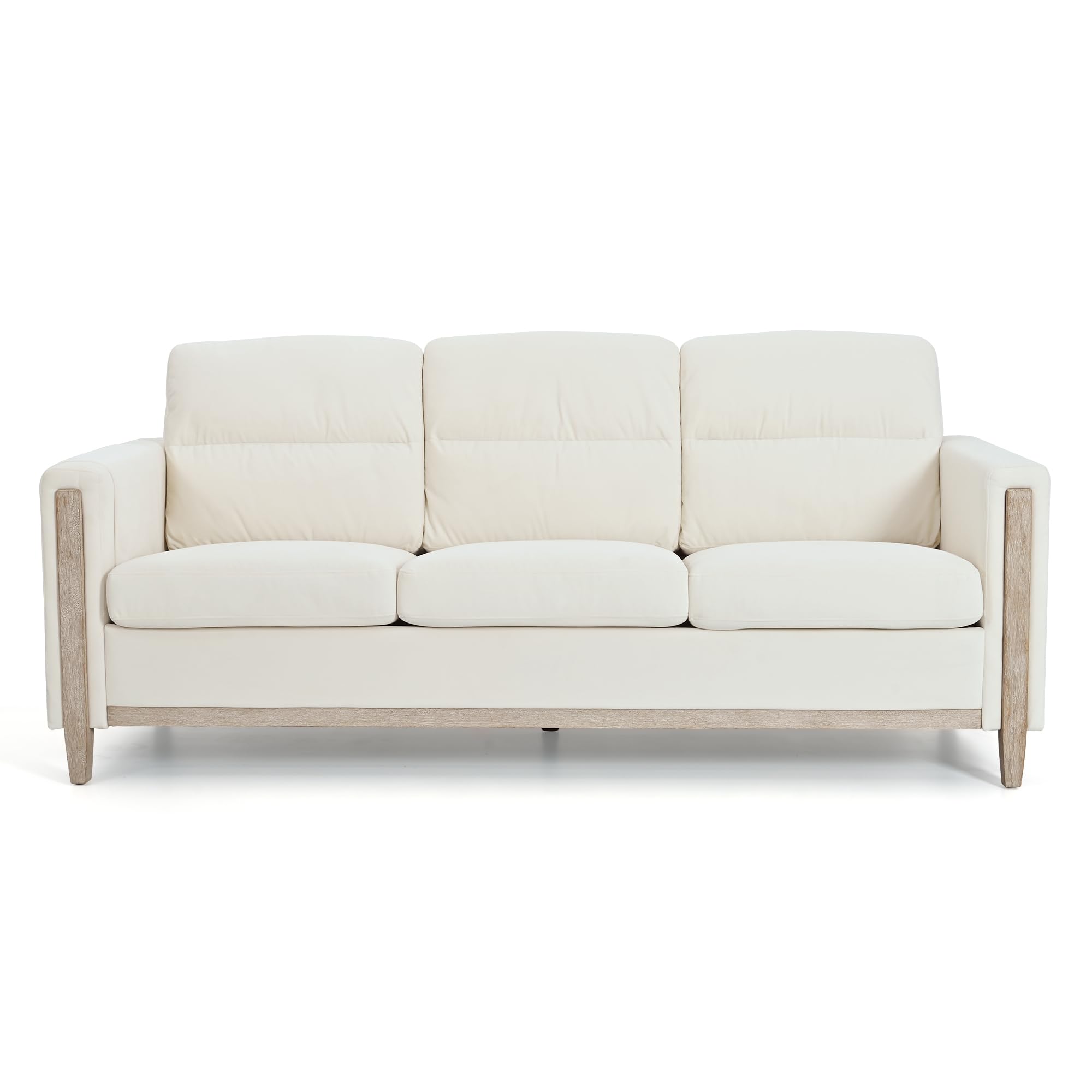 Modern Beige/Grey Comfortable 3-Seater Fabric Upholstered Sofa
