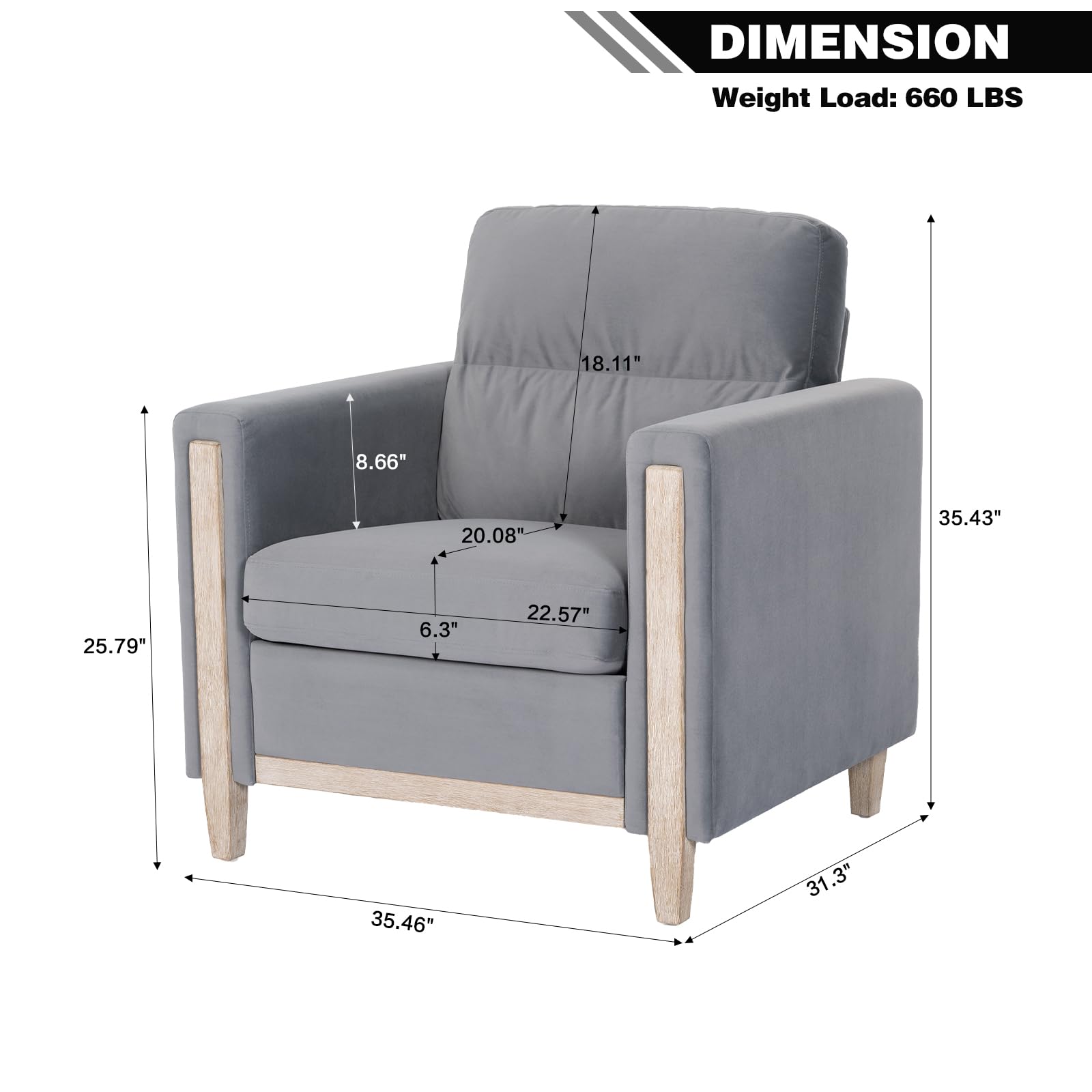 Modern  PU Leather & Velvet Upholstered Single Seater Accent Chair