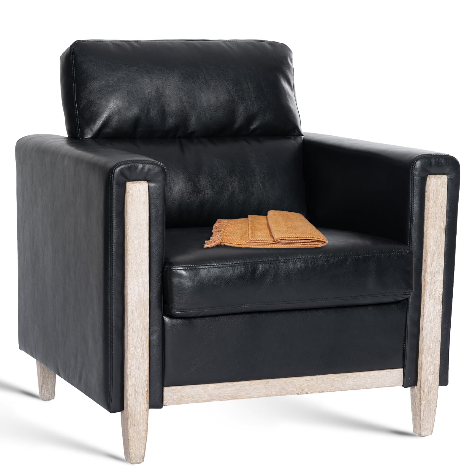 Modern  PU Leather & Velvet Upholstered Single Seater Accent Chair