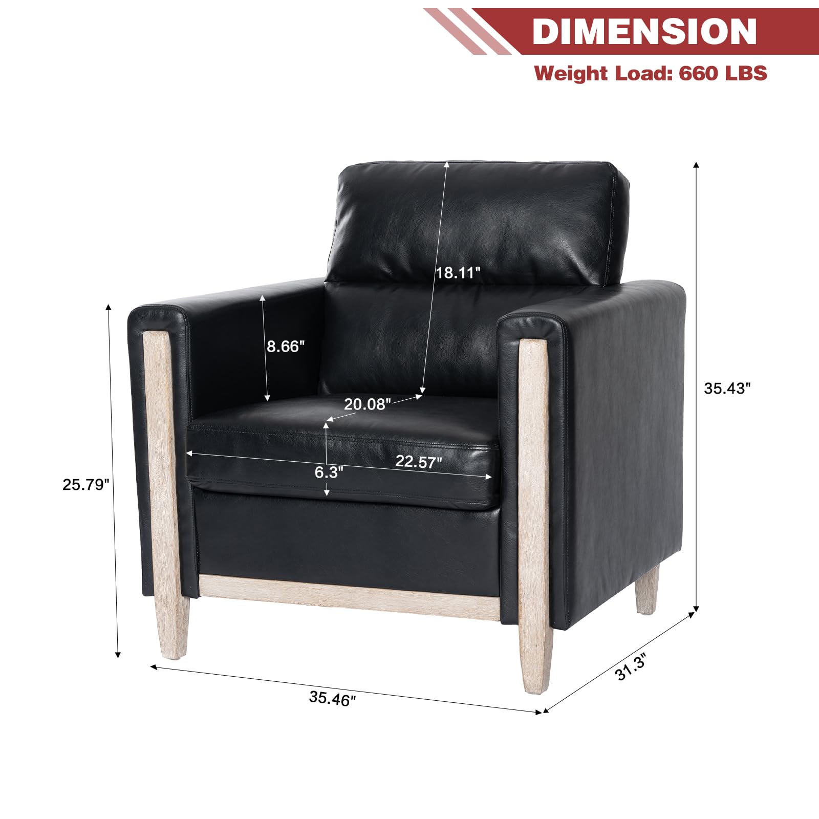 Modern  PU Leather & Velvet Upholstered Single Seater Accent Chair