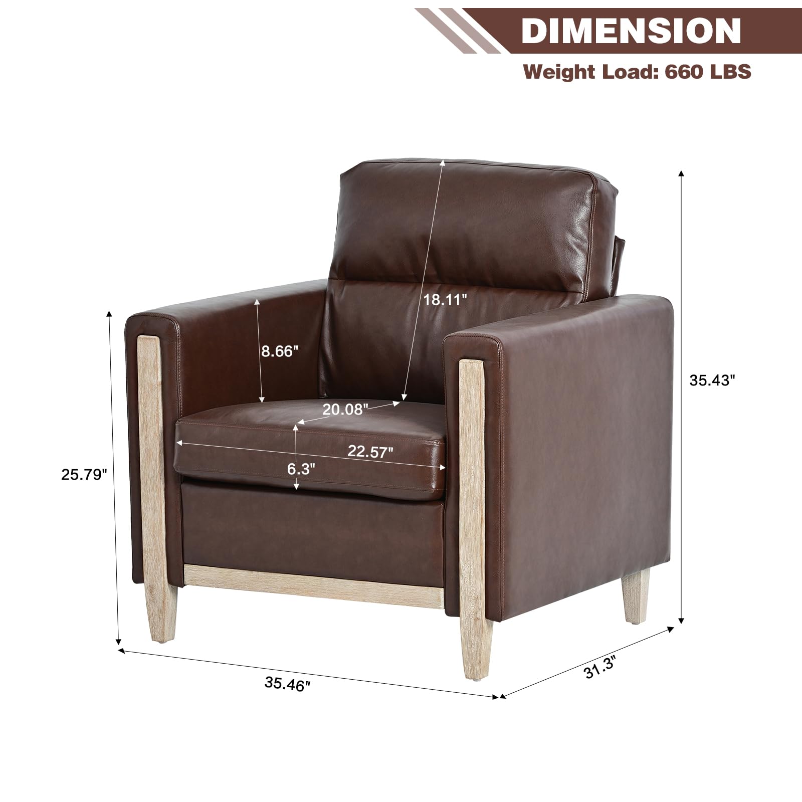 Modern  PU Leather & Velvet Upholstered Single Seater Accent Chair