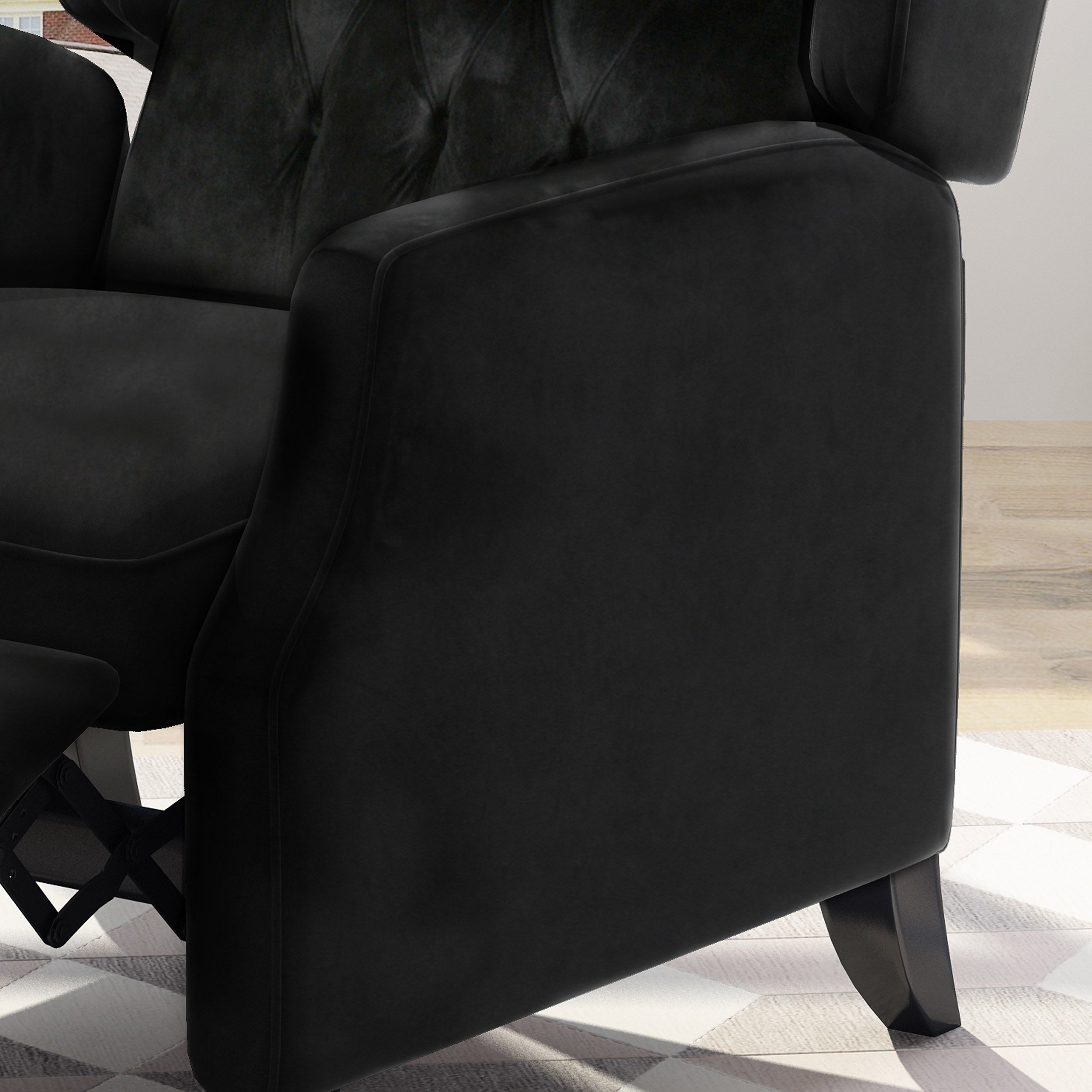 Classic Black Tufted High-BackWingback Armchair