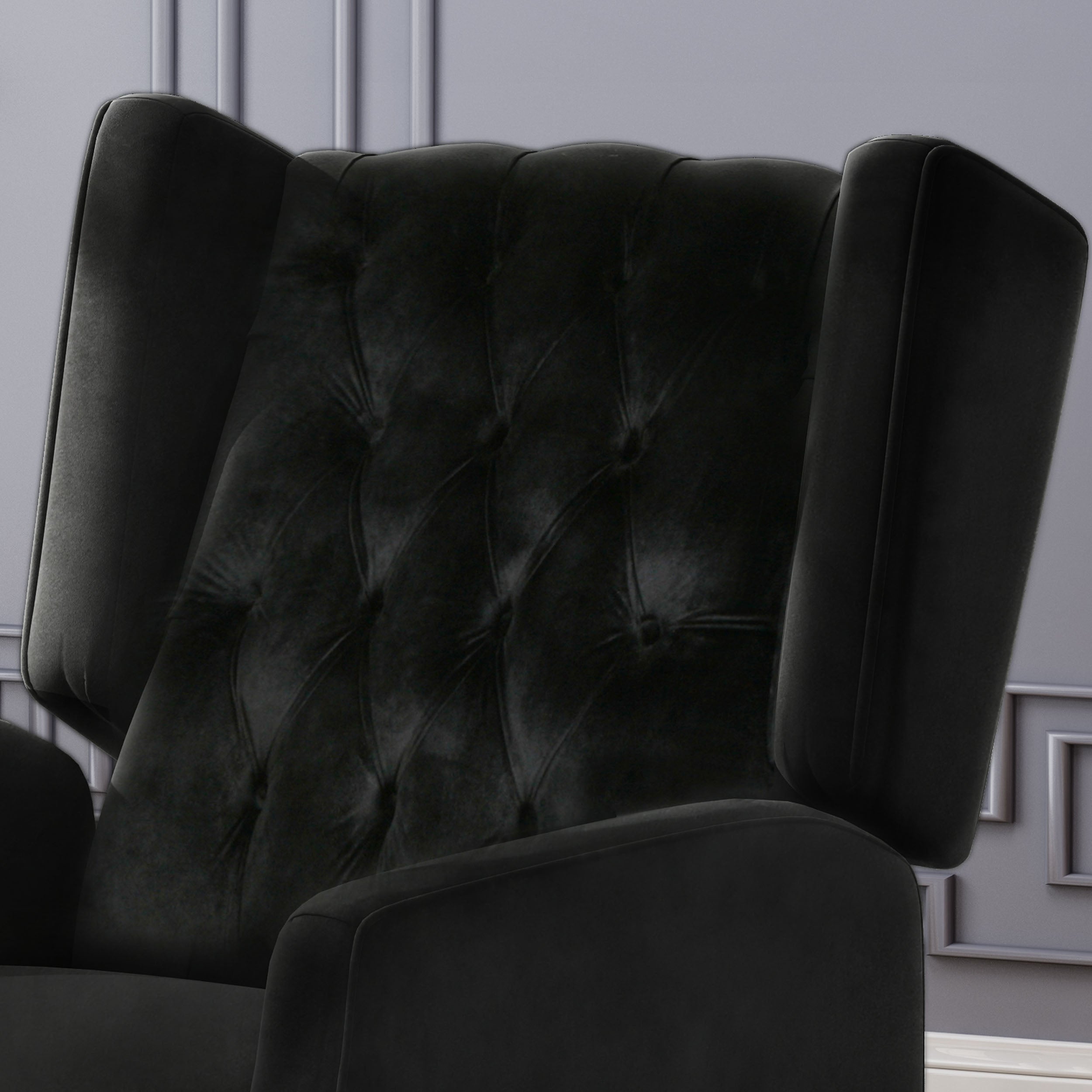 Classic Black Tufted High-BackWingback Armchair
