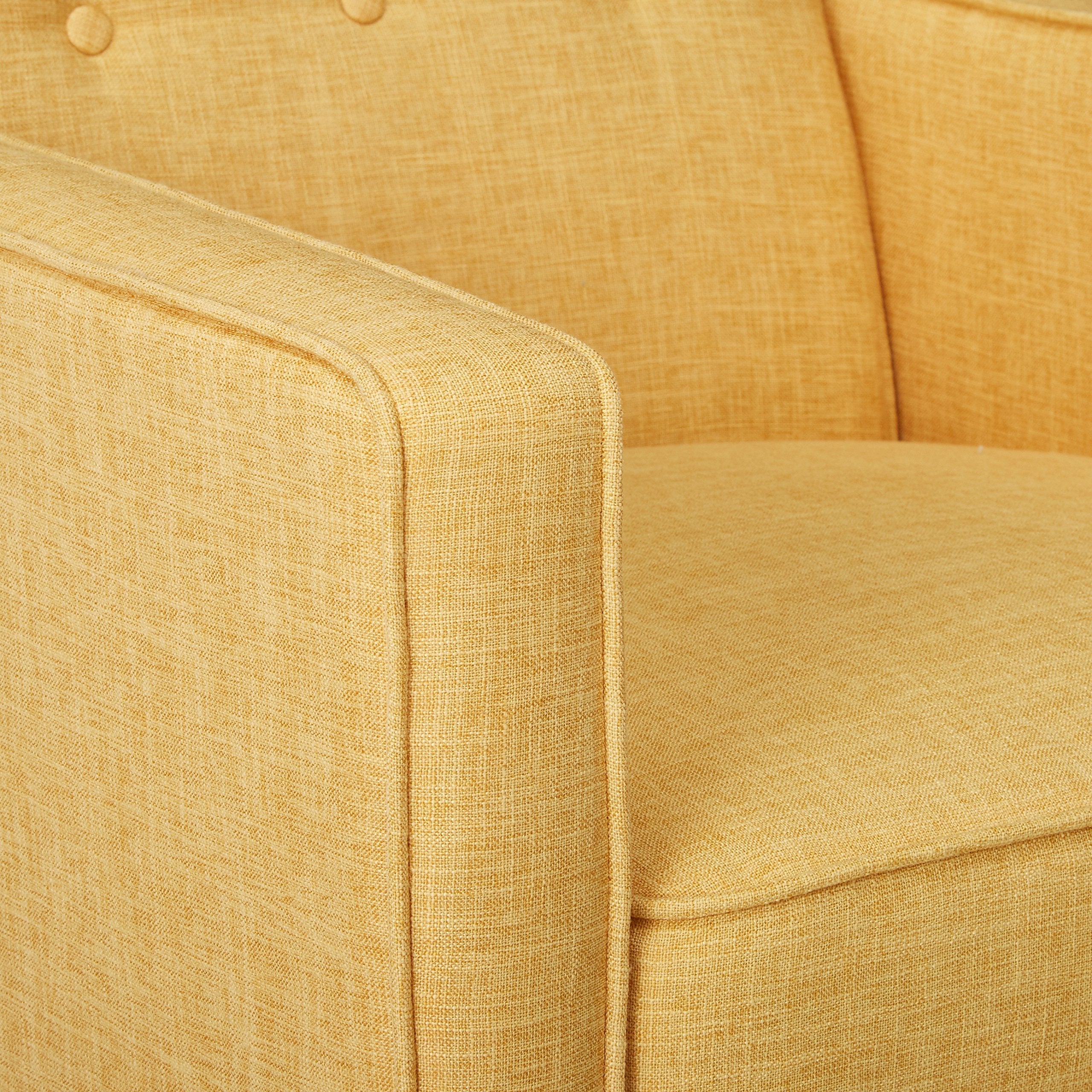 Mid-Century Modern Yellow Tufted Back Microfiber Upholstered Armchair
