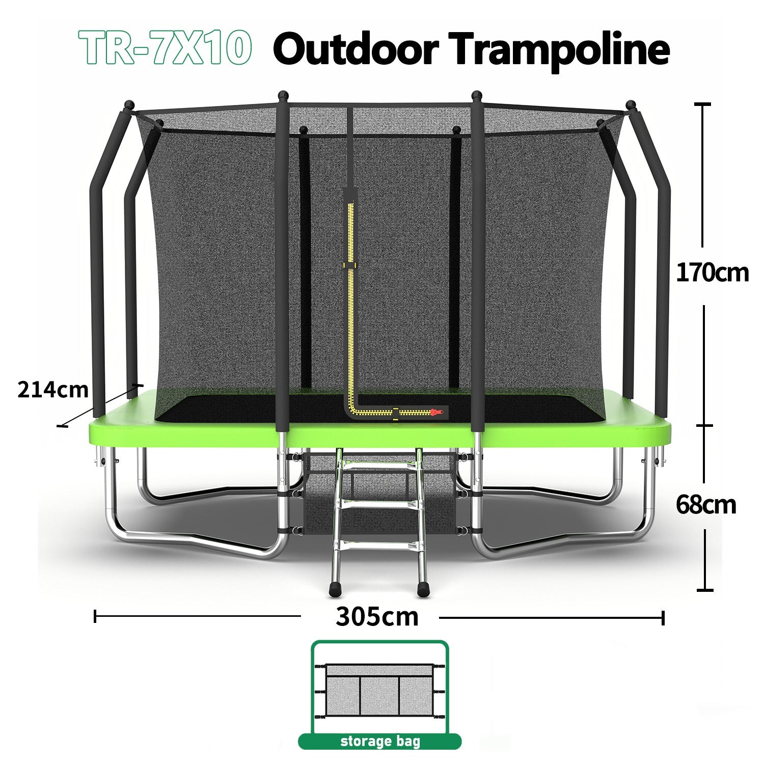 7FT x 10FT Rectangle Outdoor Trampoline, with Safety Enclosure Net