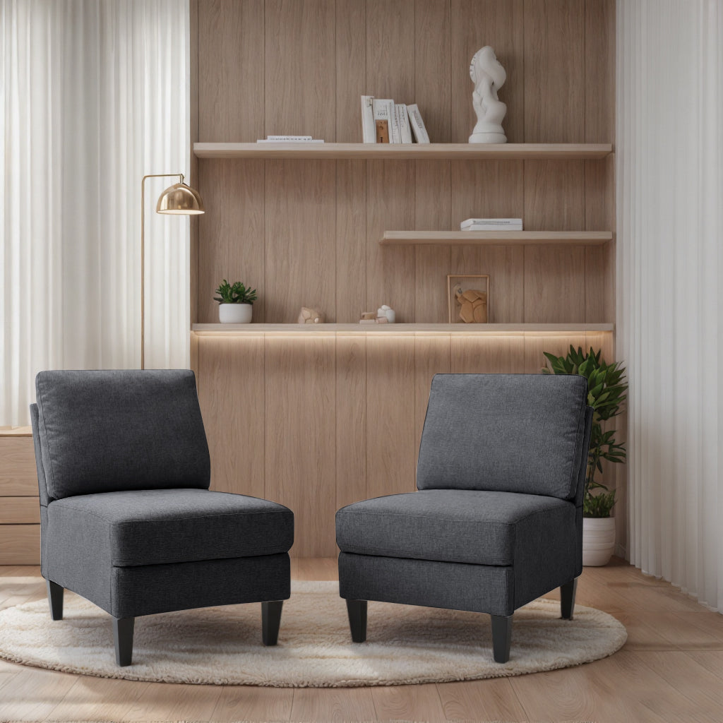 Set of 2 Modern Light Grey/Dark Grey Upholstered Fabric Single Sofas