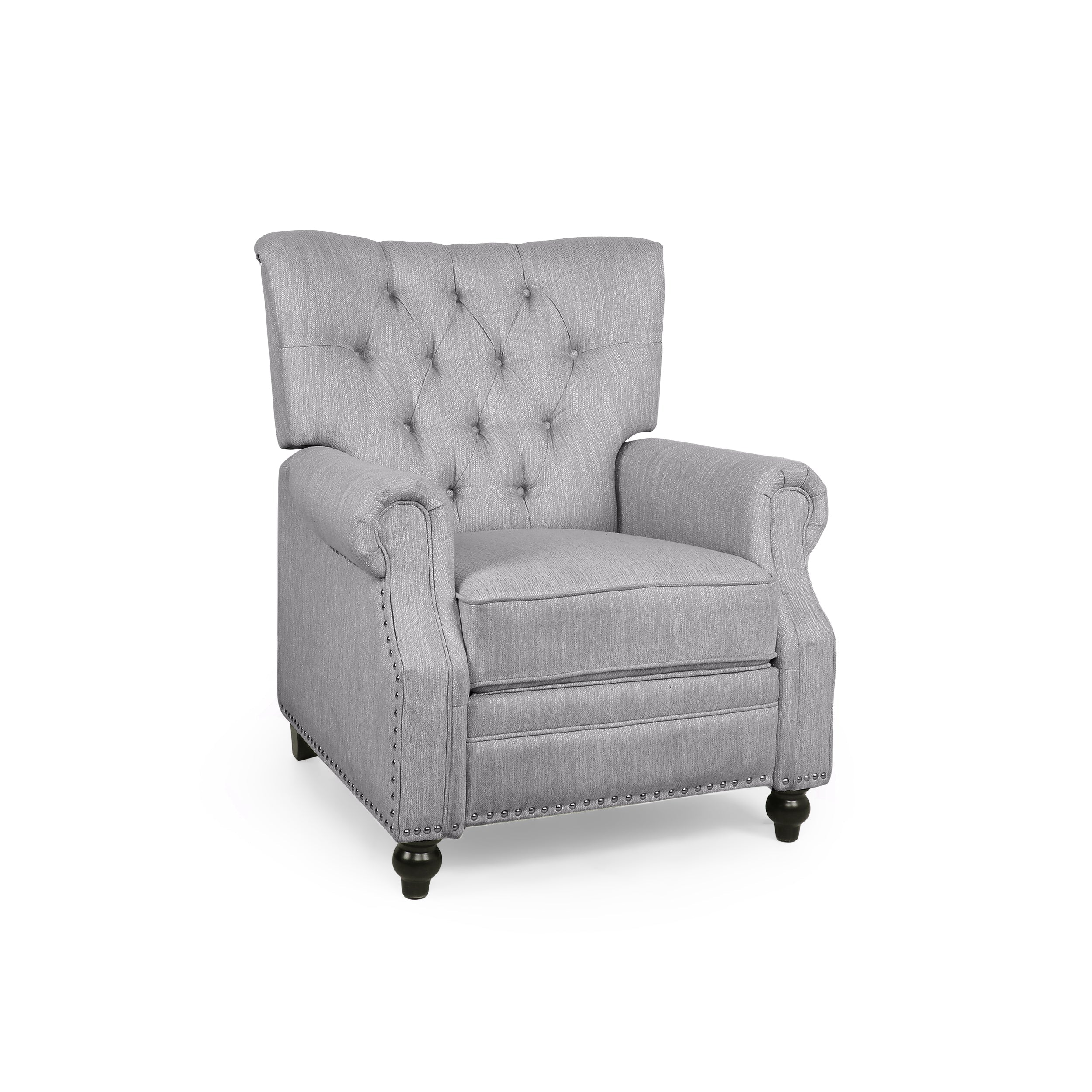 Classic Grey Button-Tufted Heavy-Duty Manual Recliner Sofa Chair