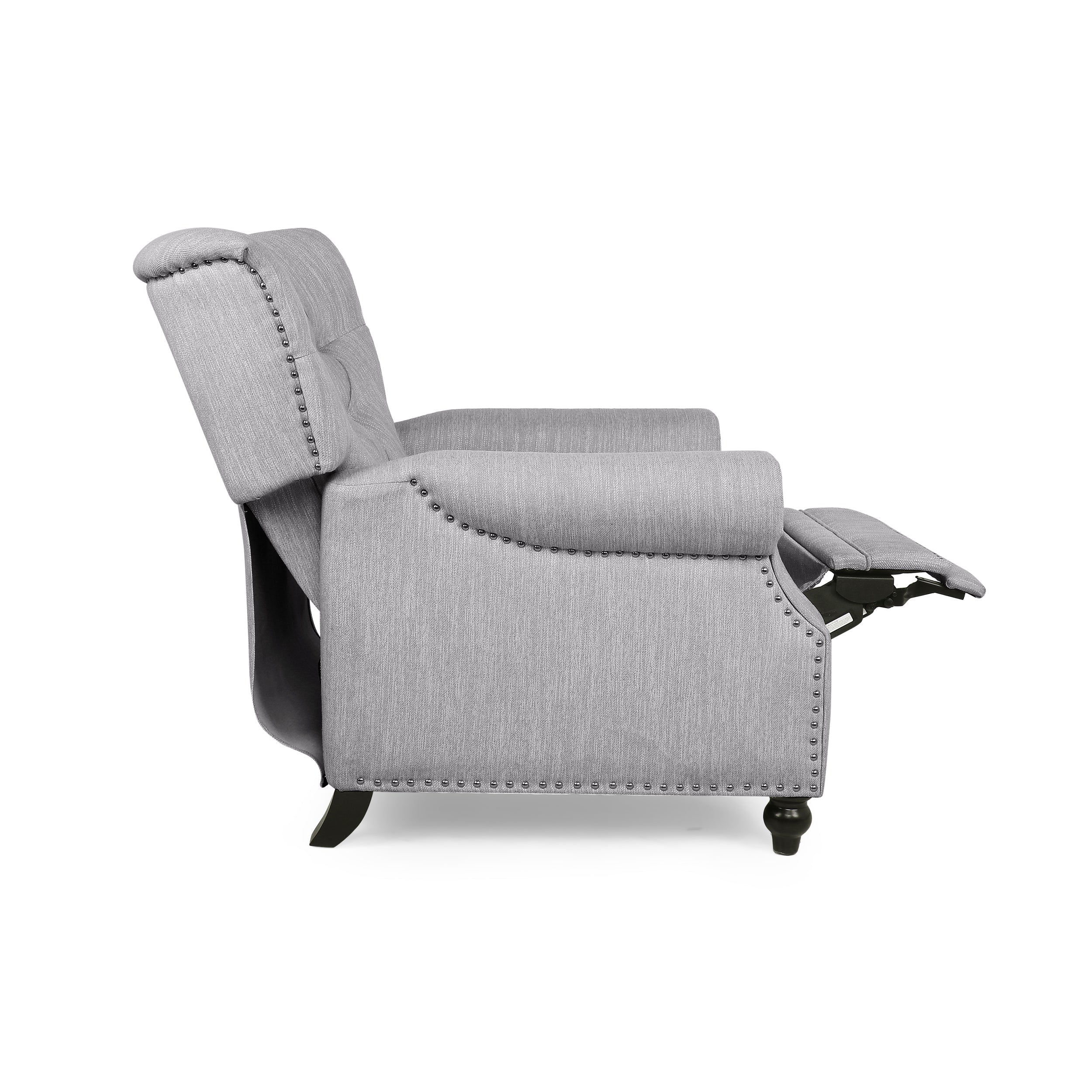 Classic Grey Button-Tufted Heavy-Duty Manual Recliner Sofa Chair