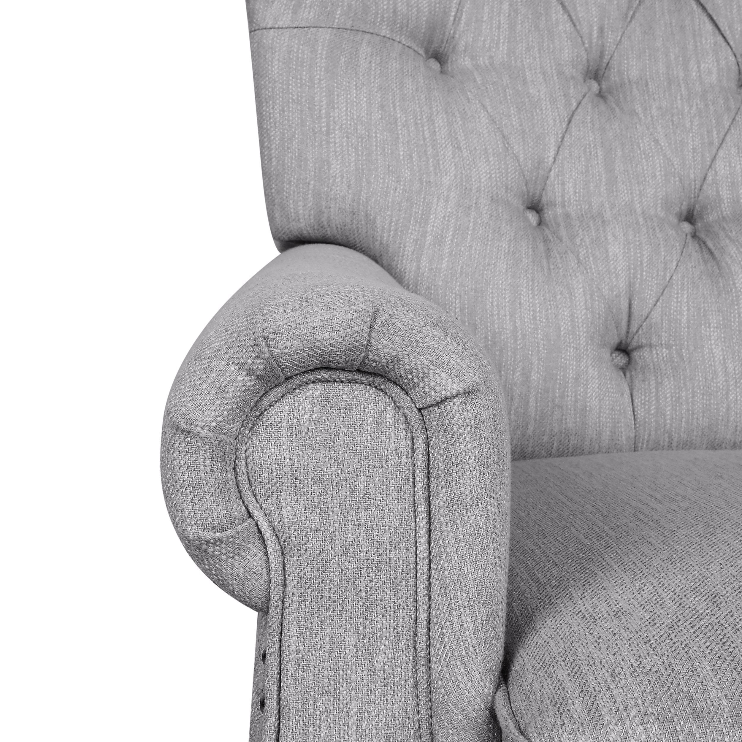 Classic Grey Button-Tufted Heavy-Duty Manual Recliner Sofa Chair