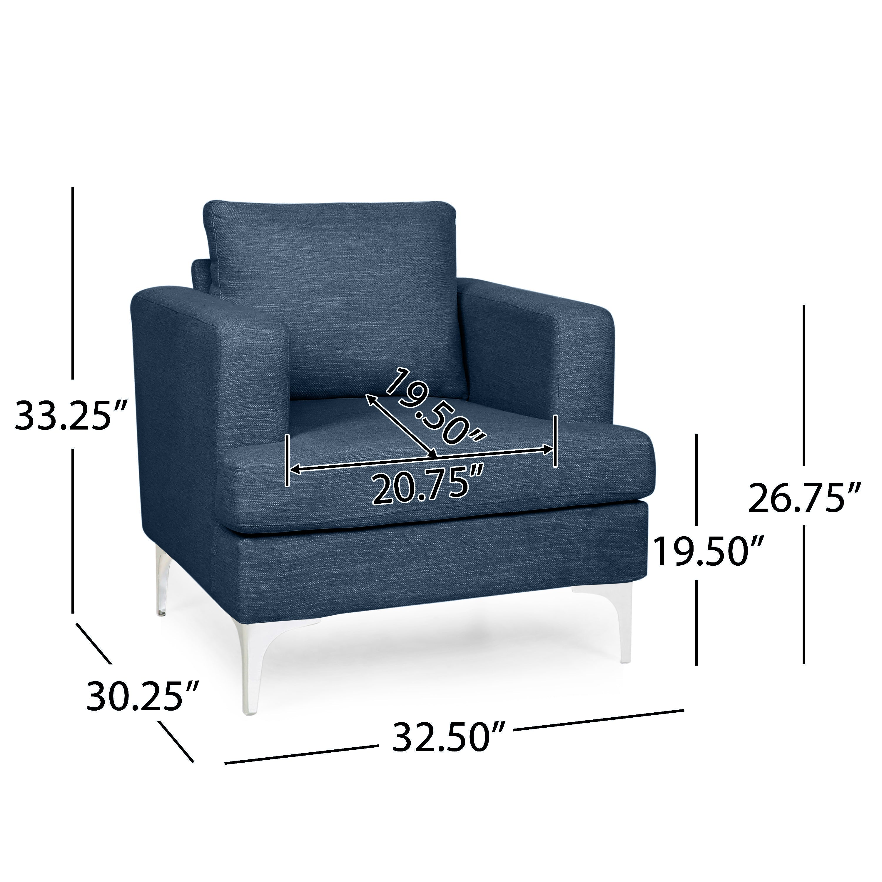 Minimalist Beige/Dark Grey/Navy Blue Fabric Upholstered Club Chair