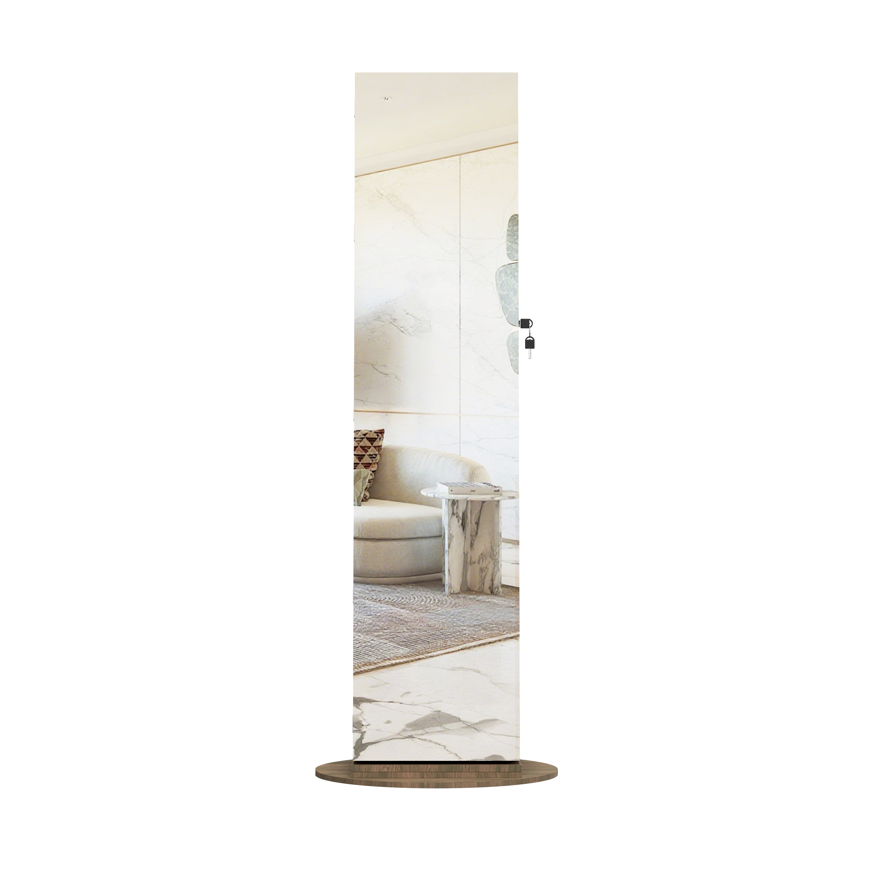 360° Lockable rotating jewelry cabinet with Full Length Mirror