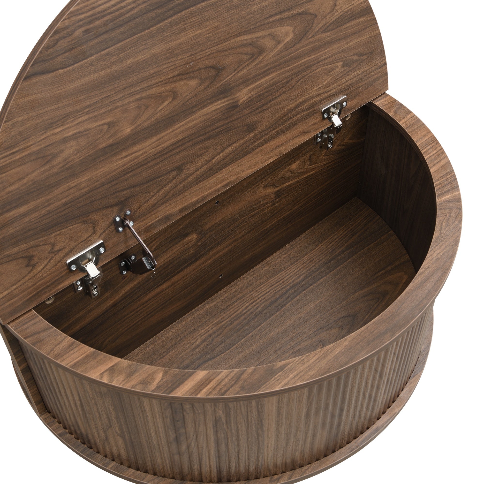 Storage Round Coffee Table, with Sliding Cabinet Door