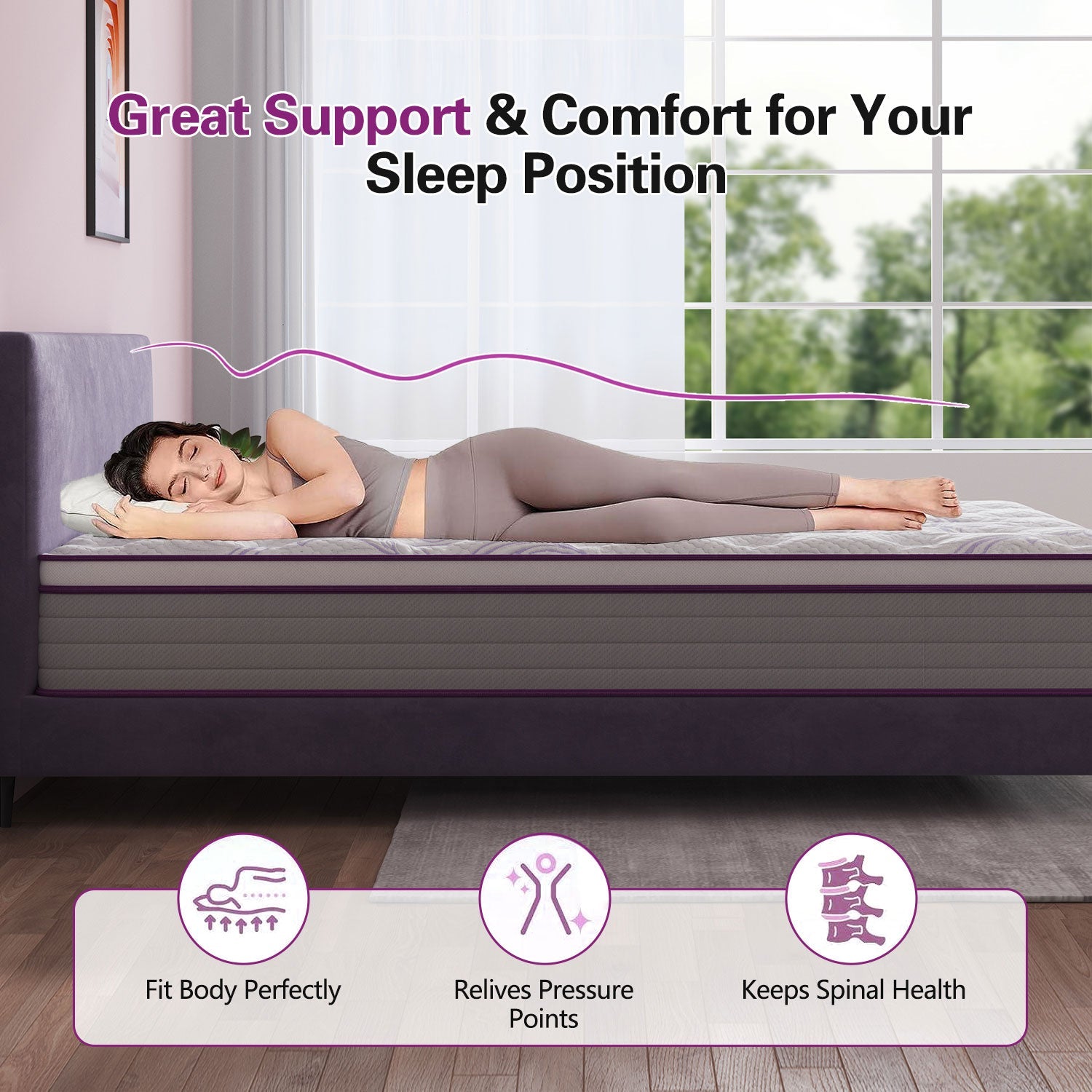 Sweetlove Queen Double King Single Bed Mattress Lavender Memory Foam No Spring