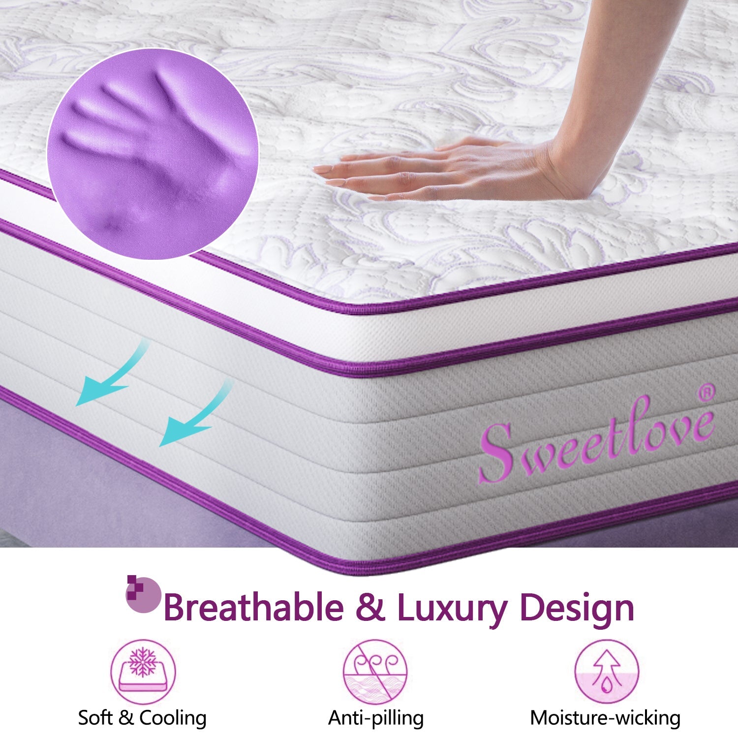 Sweetlove Queen Double King Single Bed Mattress Lavender Memory Foam No Spring
