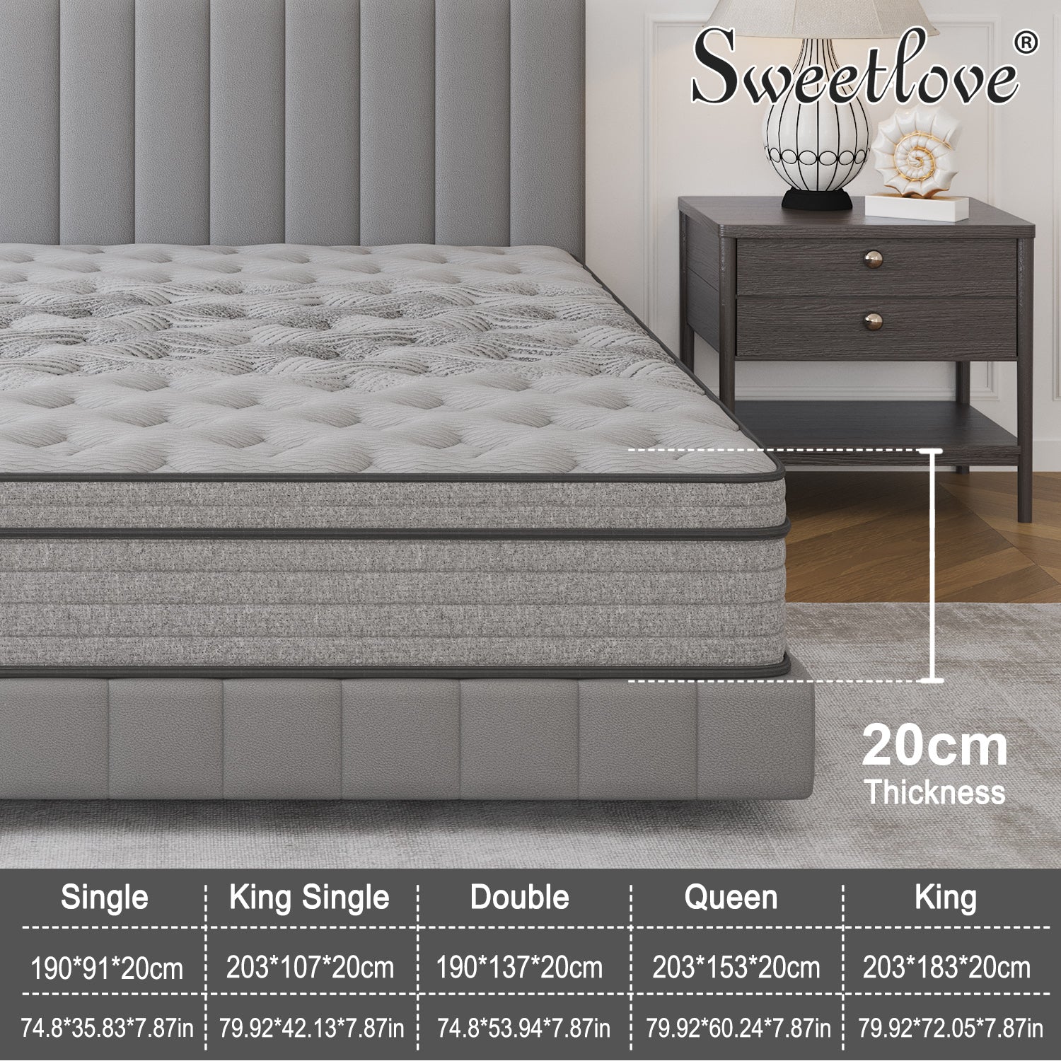 Queen Double King Single Bed Mattress Bamboo Charcoal Memory Foam No Spring