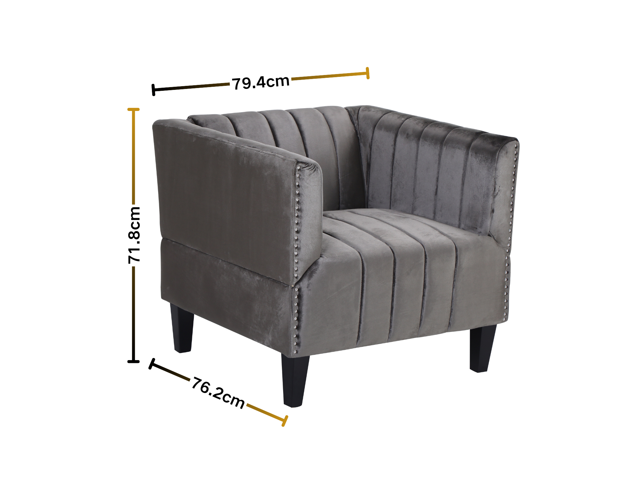 Classic Brown/Navy Blue Plush Velvet Upholstered Accent Chair