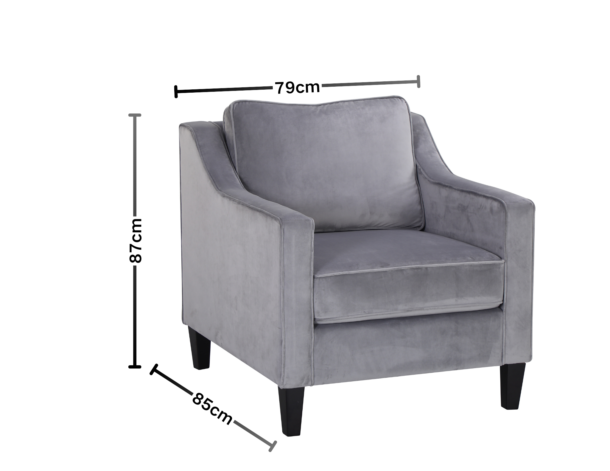 Modern Light Gray Plush Velvet Upholstered Accent Armchair