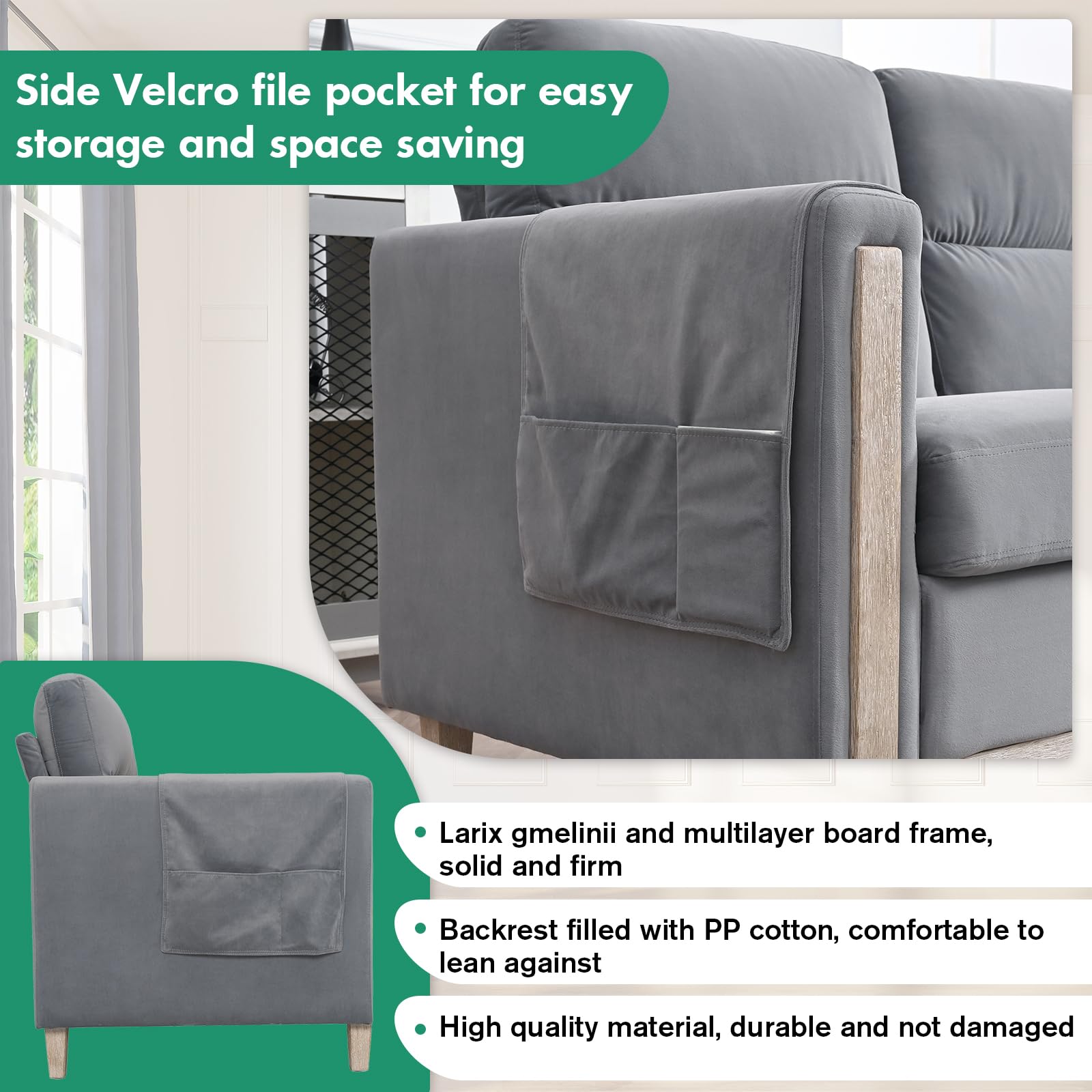 Modern Beige/Grey Comfortable 3-Seater Fabric Upholstered Sofa