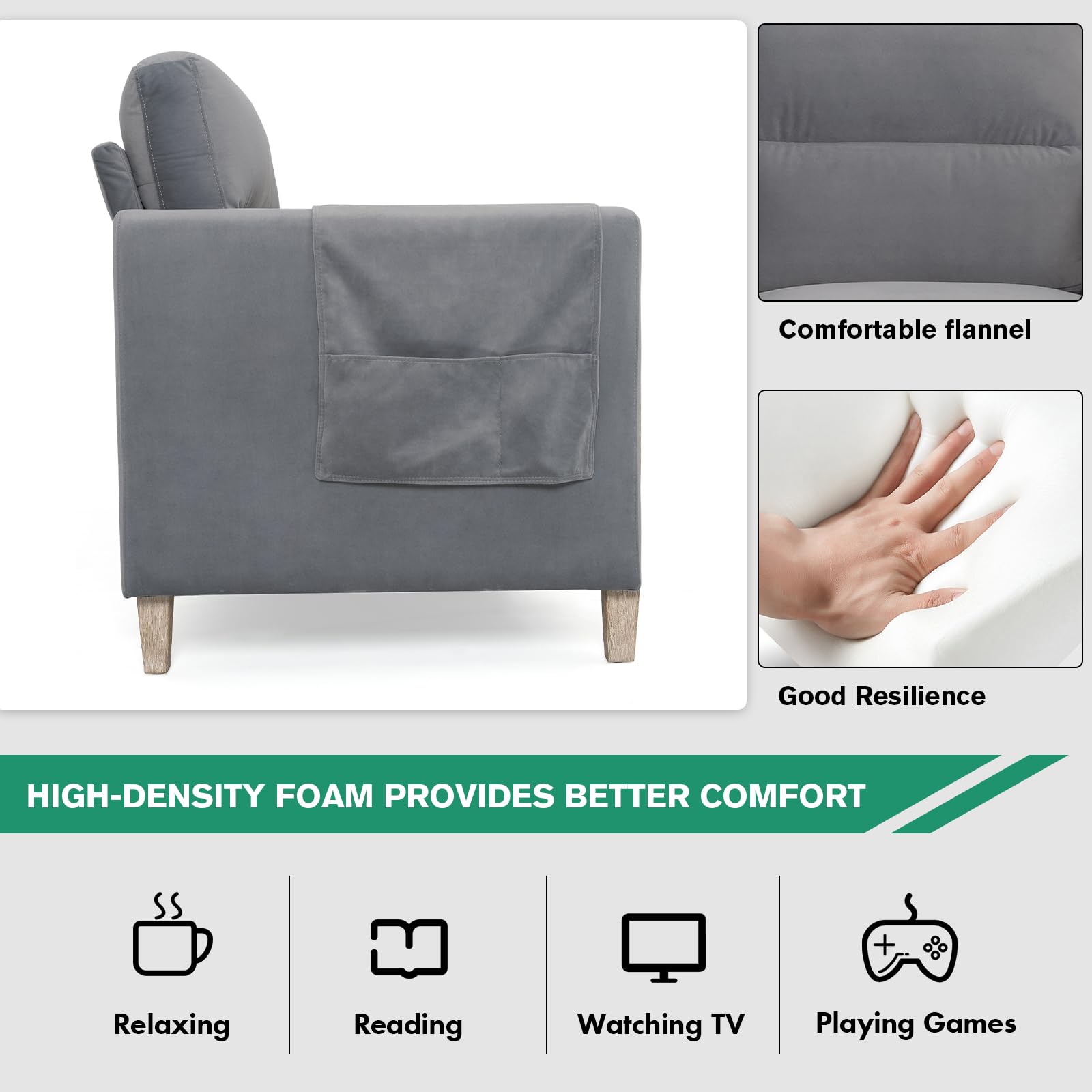 Modern Beige/Grey Comfortable 3-Seater Fabric Upholstered Sofa