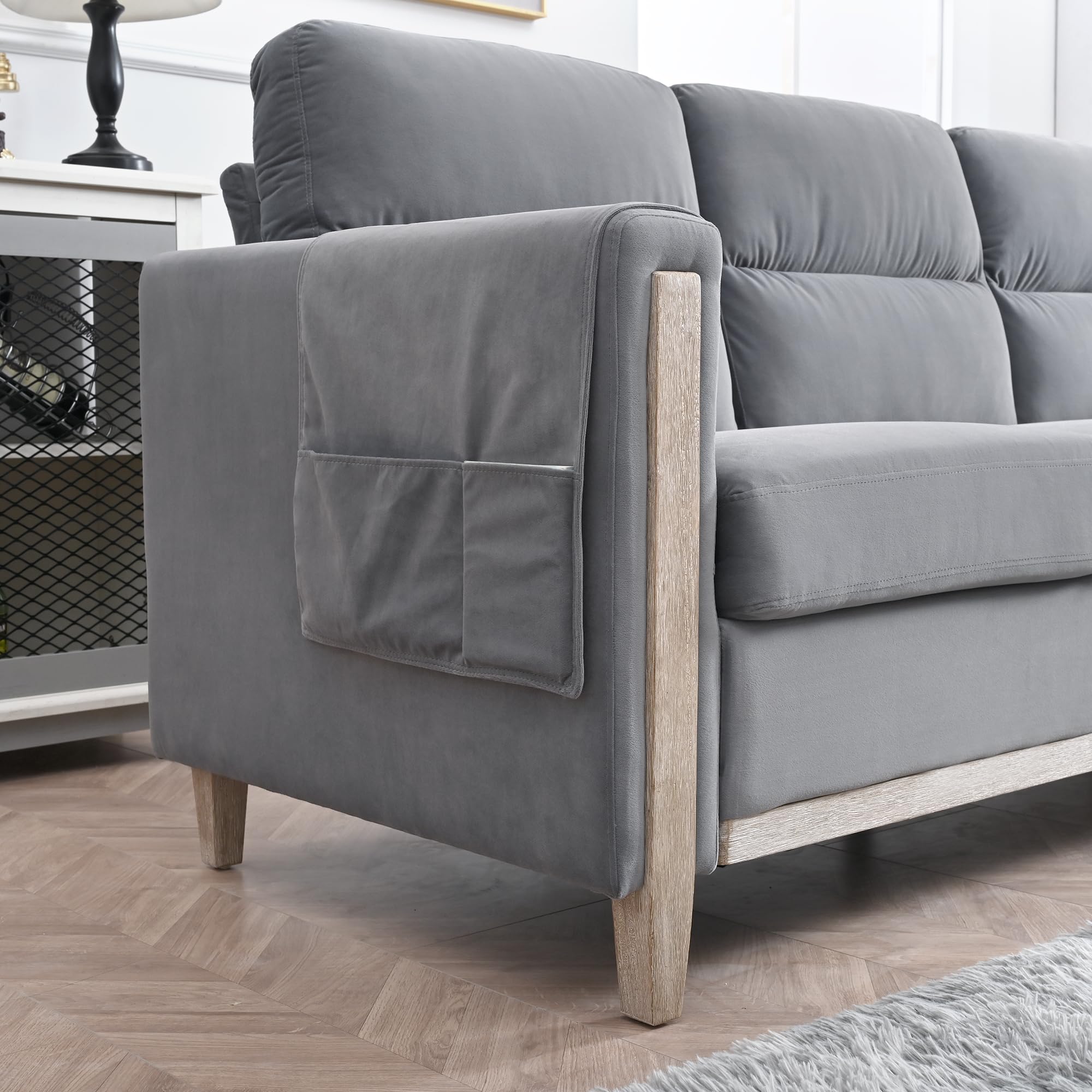 Modern Beige/Grey Comfortable 3-Seater Fabric Upholstered Sofa