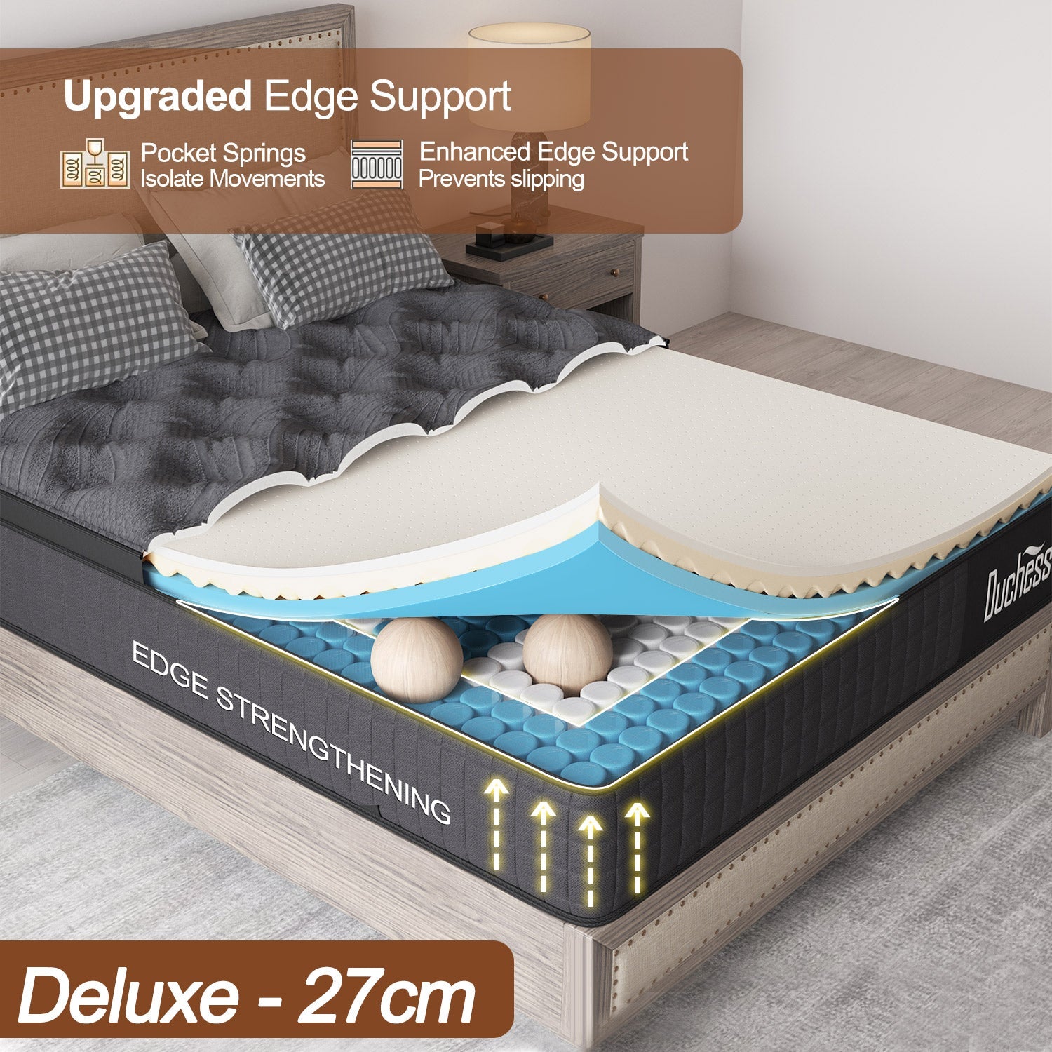 Duchess Mattress King Size COOL GEL Memory Foam Pocket Spring 27cm