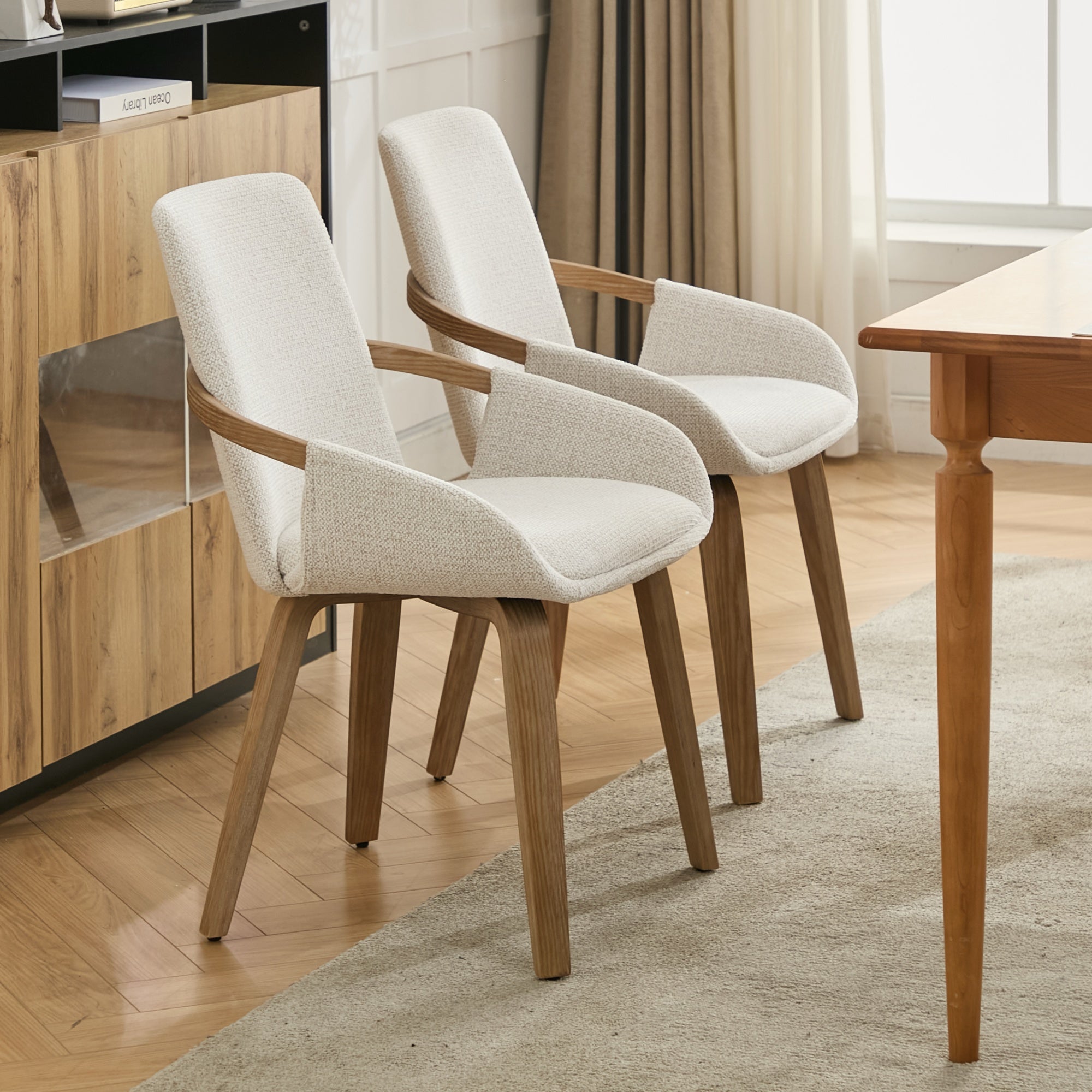 Upholstery Dining Chairs Set of 2, Mid Century Bentwood Kitchen Chairs