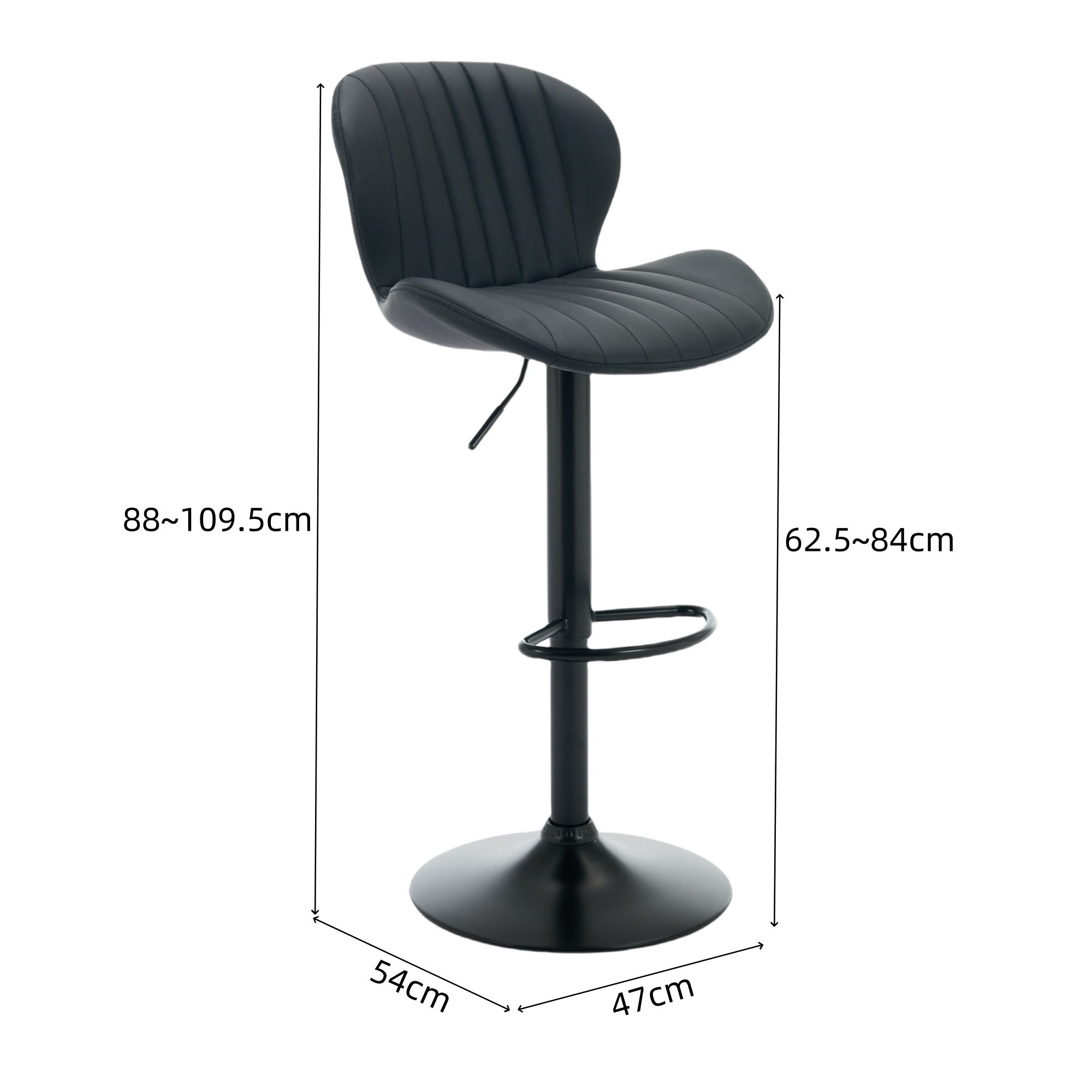 Set of 2 Modern Faux Leather Swivel Bar Stools