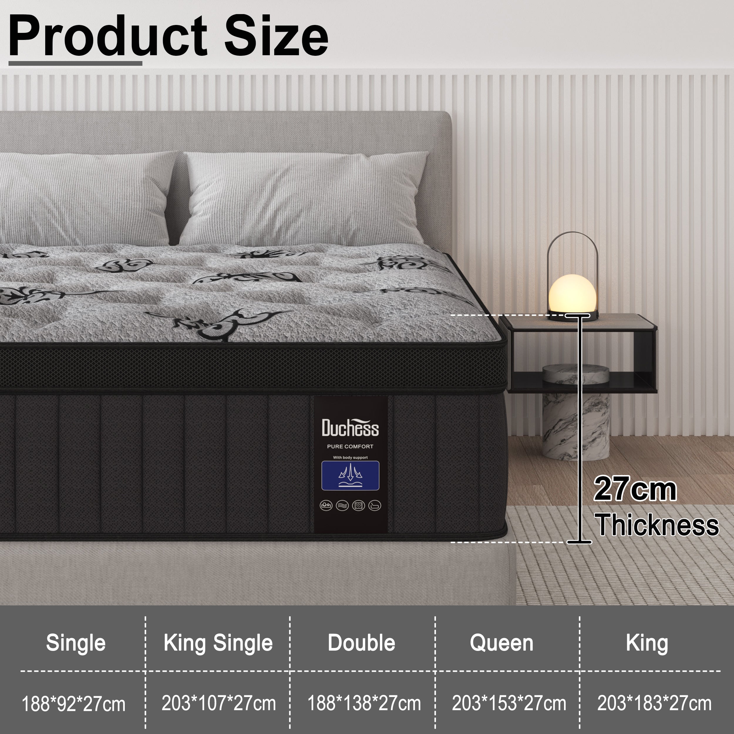 Duchess Mattress 5 Zone Queen Pocket Spring Gel Memory Foam Medium Firm ALL SIZE