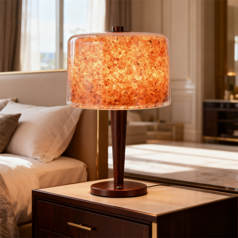Adjustable brightness Himalayan art table lamp with USB port