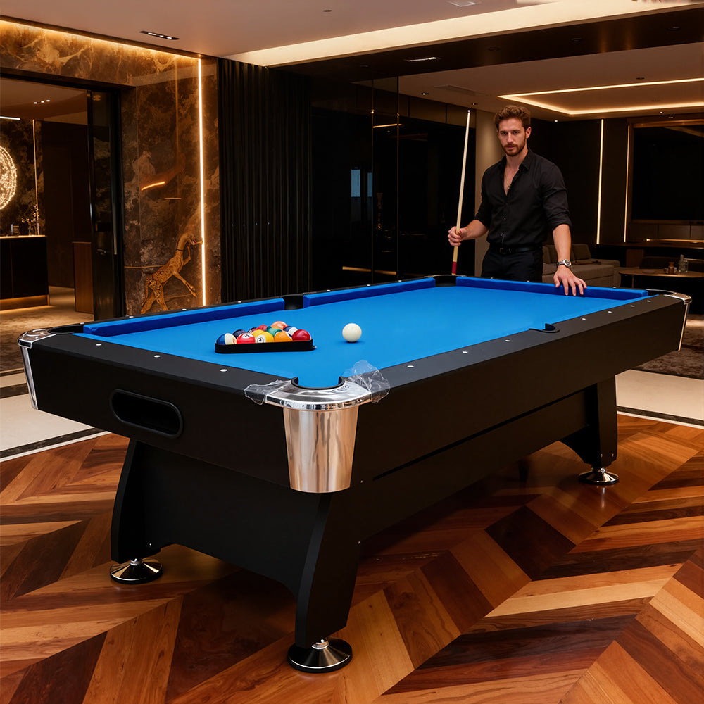 7Ft billiard table（BLUE）,Velvet tablecloth,with accessories