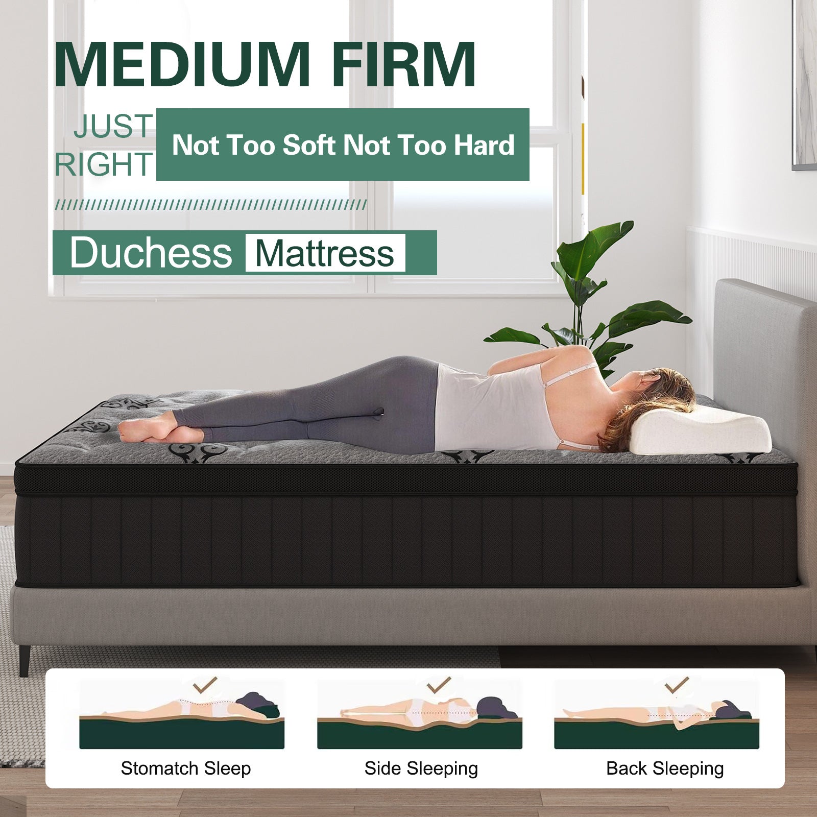 Duchess DOUBLE KING SINGLE Mattress Bed Euro Top Pocket Spring Medium Firm 34cm