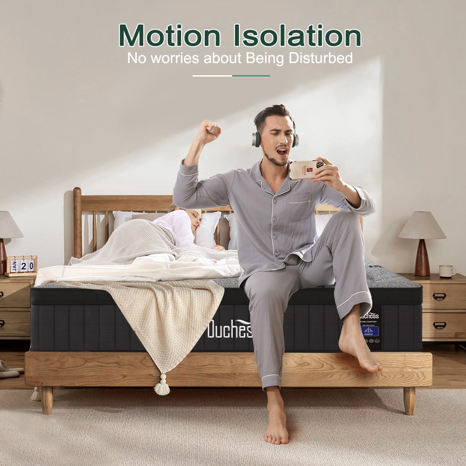 Duchess DOUBLE KING SINGLE Mattress Bed Euro Top Pocket Spring Medium Firm 34cm