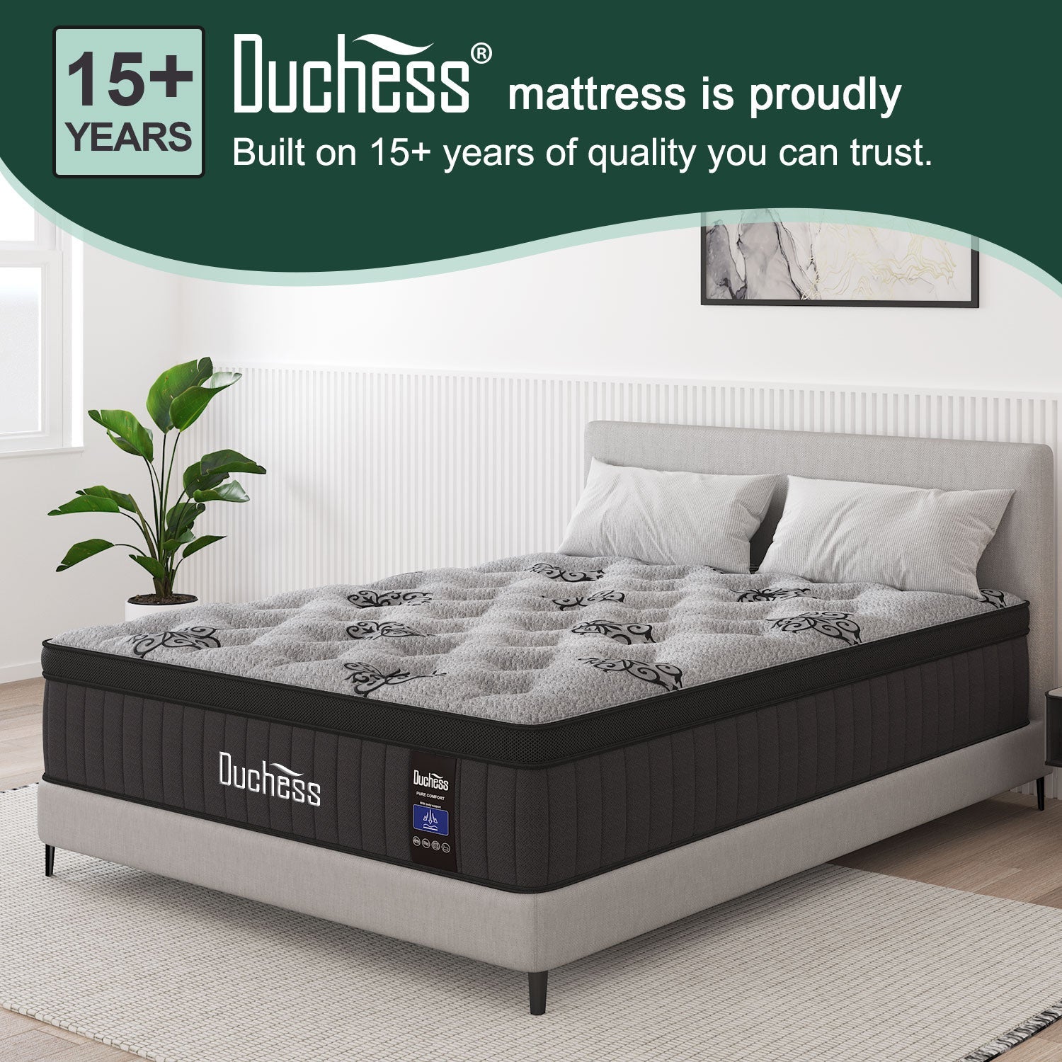 Duchess DOUBLE KING SINGLE Mattress Bed Euro Top Pocket Spring Medium Firm 34cm