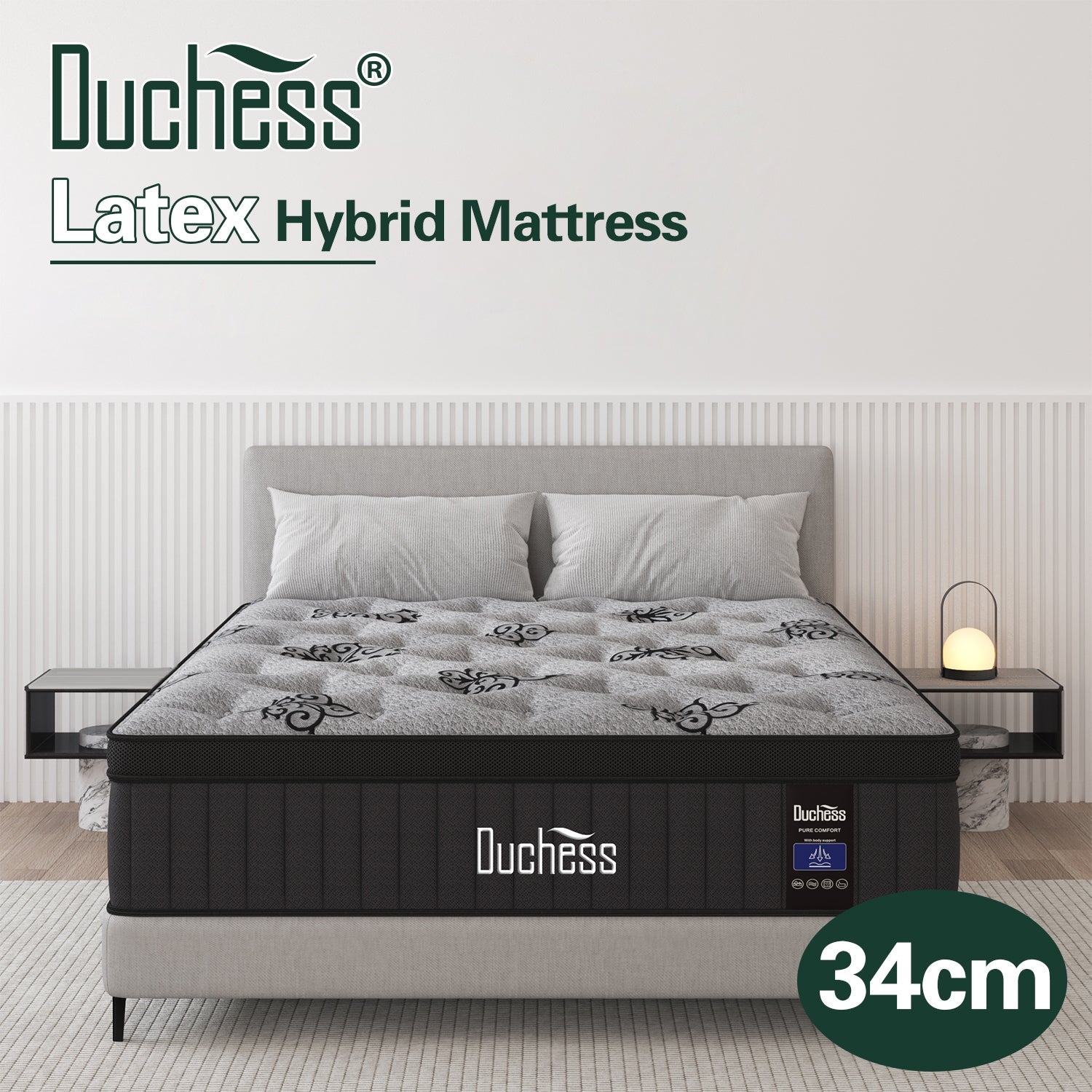 Duchess DOUBLE KING SINGLE Mattress Bed Euro Top Pocket Spring Medium Firm 34cm