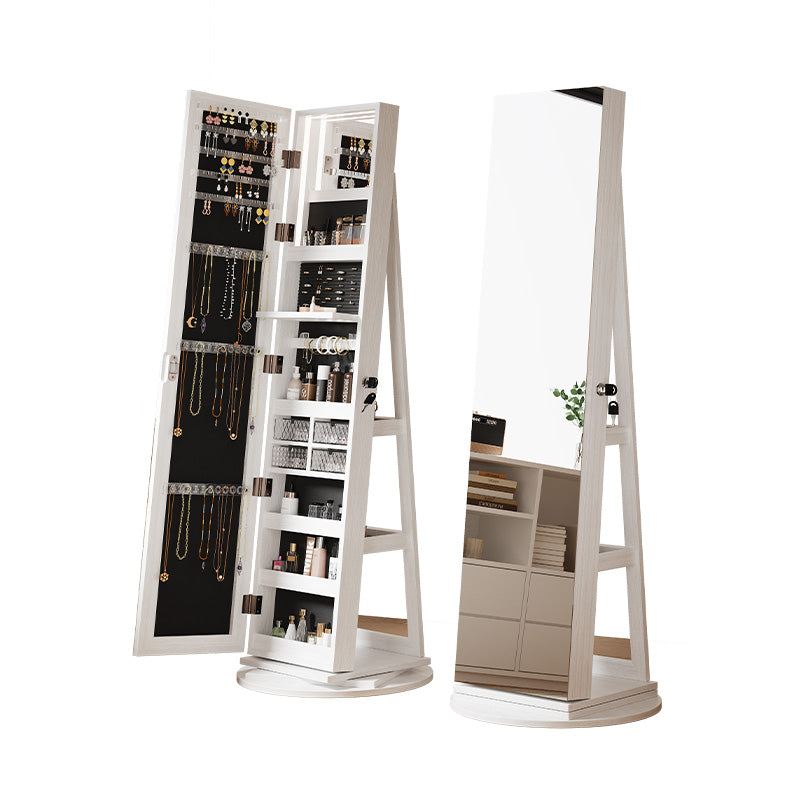 360° Lockable rotating jewelry cabinet with Full Length Mirror
