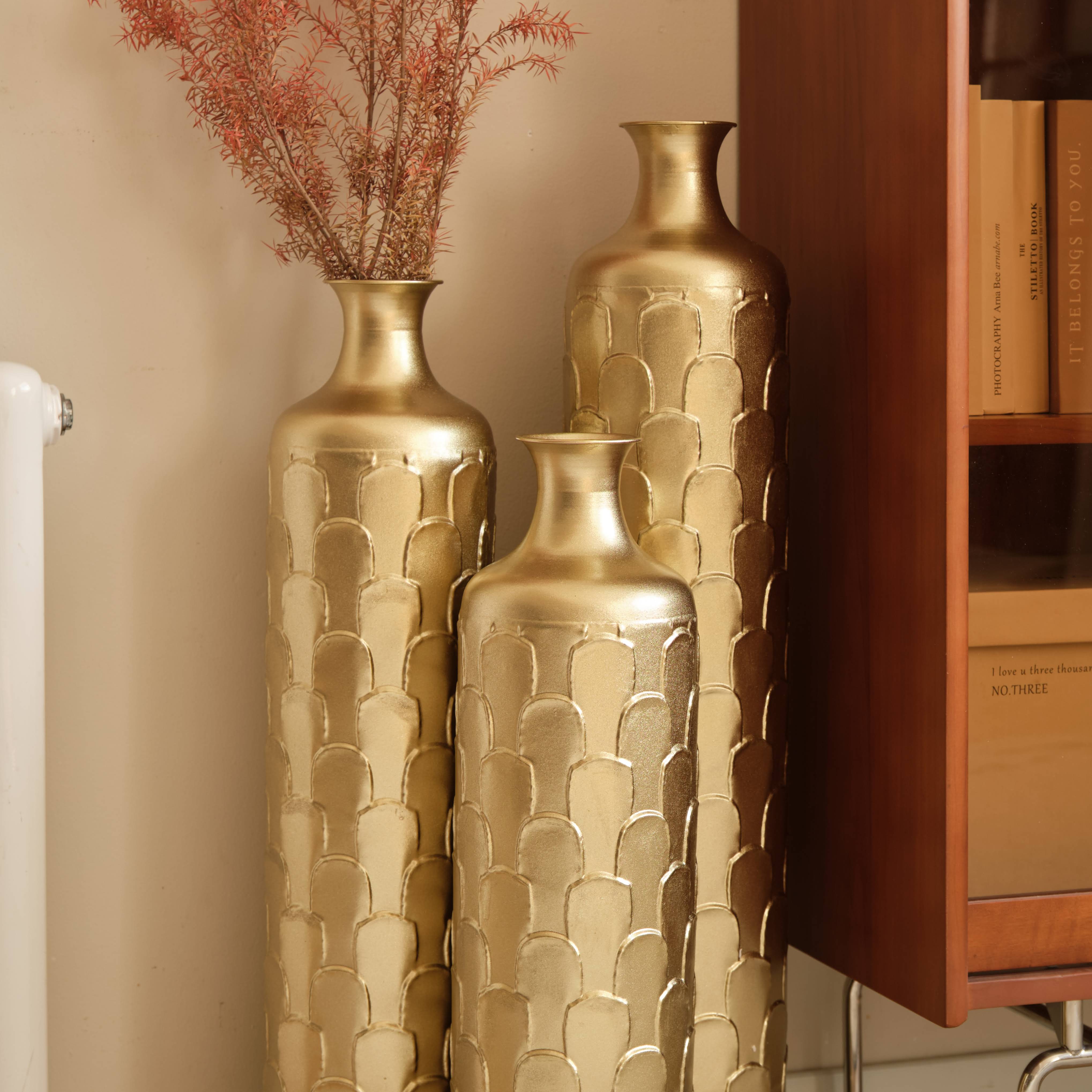 Floor metal vases decorated metal vases set of 3 gorgeous decoration