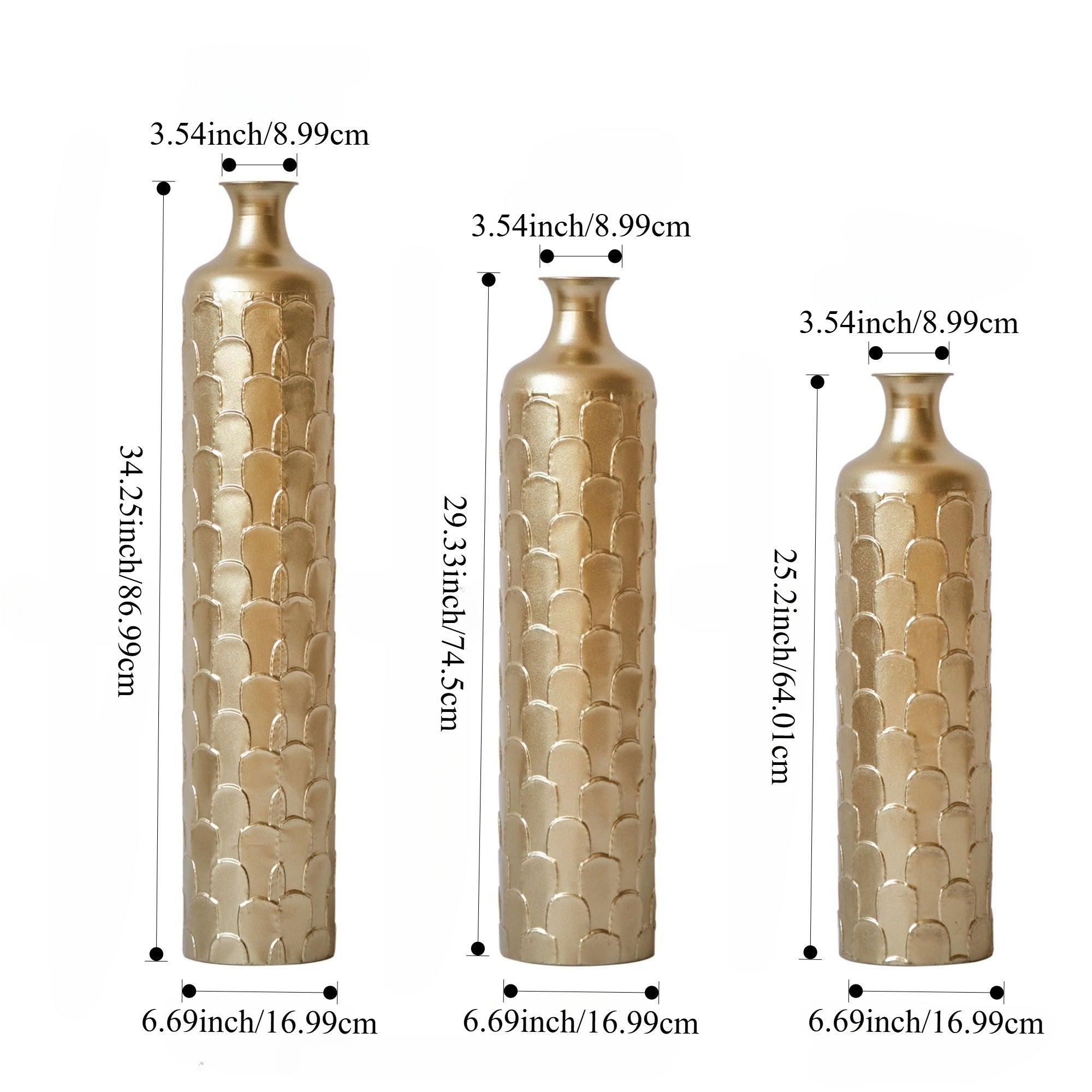 Floor metal vases decorated metal vases set of 3 gorgeous decoration