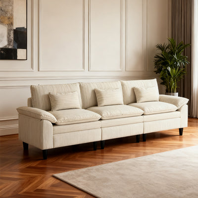 Sunlit Lazy Hours: Corduroy Wrap-Around Three-Seater Sofa