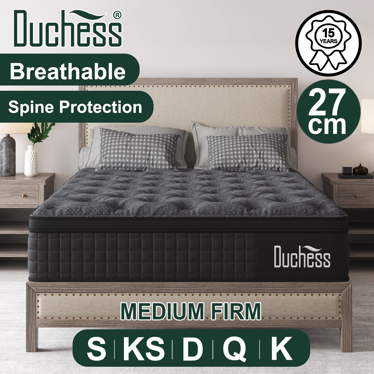 Duchess Mattress QUEEN DOUBLE KING SINGLE Bed Medium Firm Spring Memory Foam