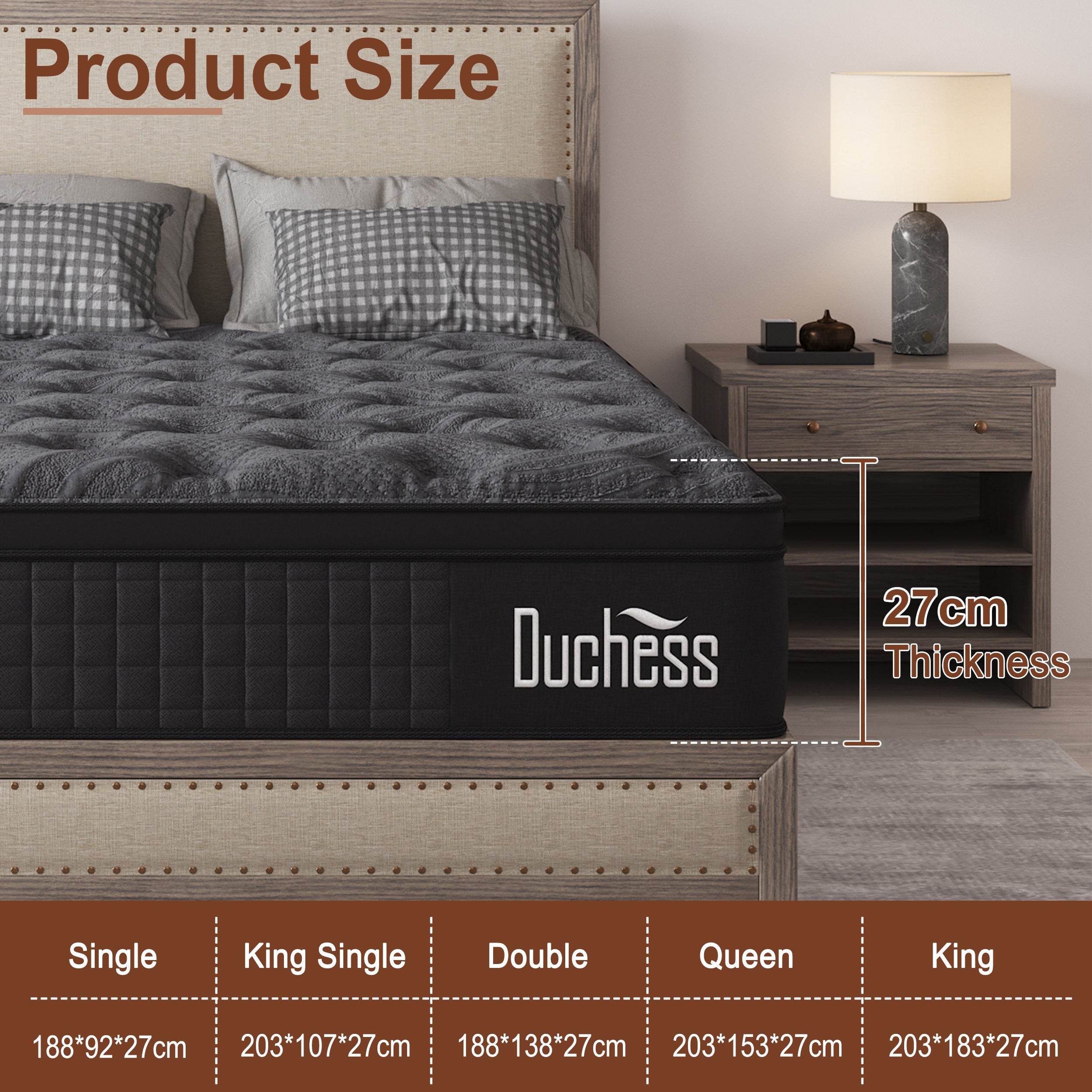 Duchess Mattress QUEEN DOUBLE KING SINGLE Bed Medium Firm Spring Memory Foam