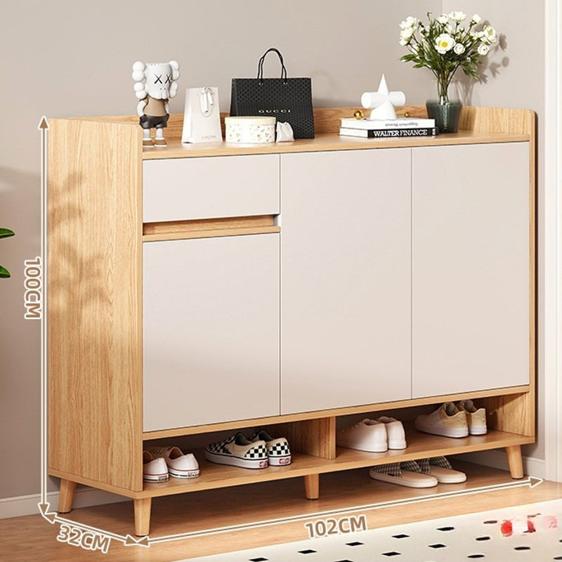 Modern Wooden Shoe Cabinet with Drawer and Open Storage – 3-Door Entryway Shoe Organizer.03JJH-AL13