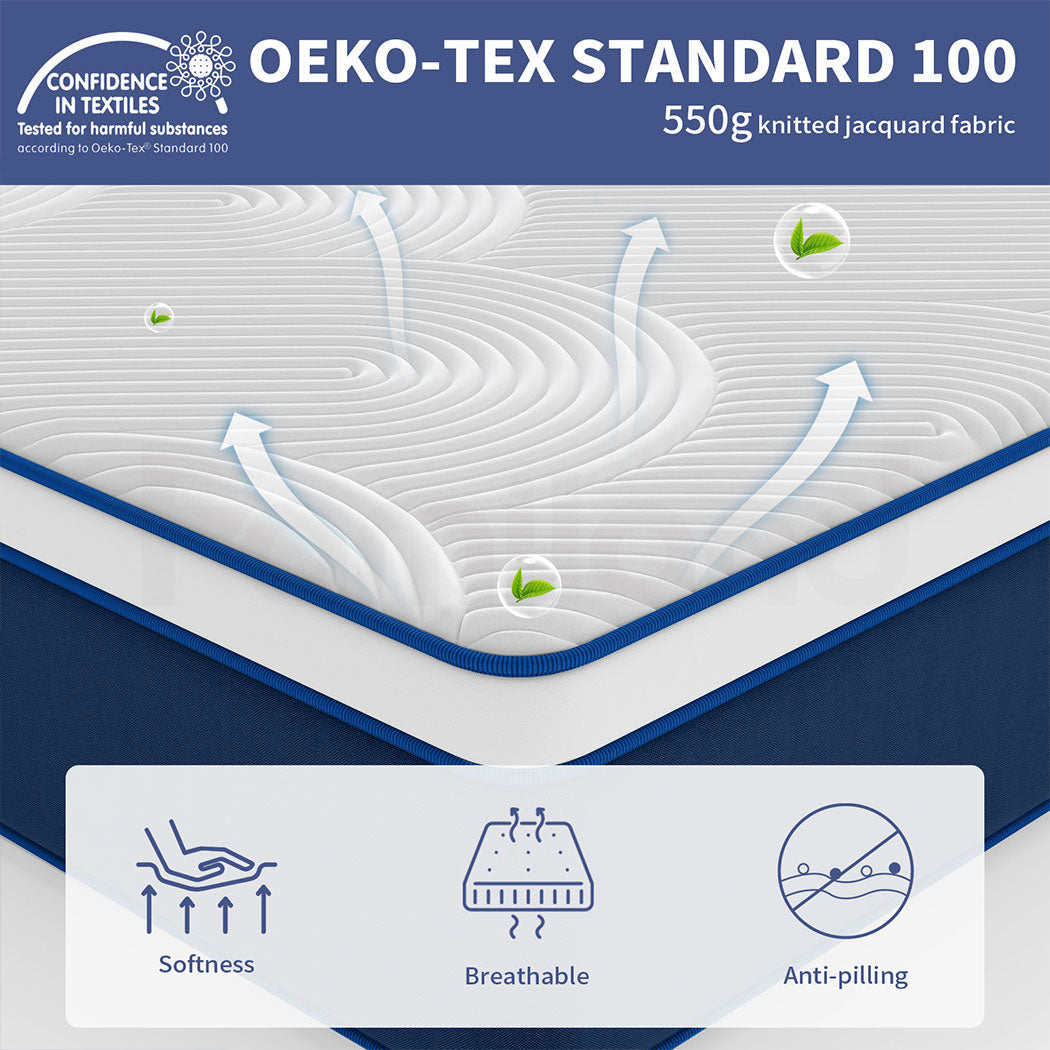 Familand Queen Double King Single Mattress Pocket Spring Memory Foam 35cm Blue