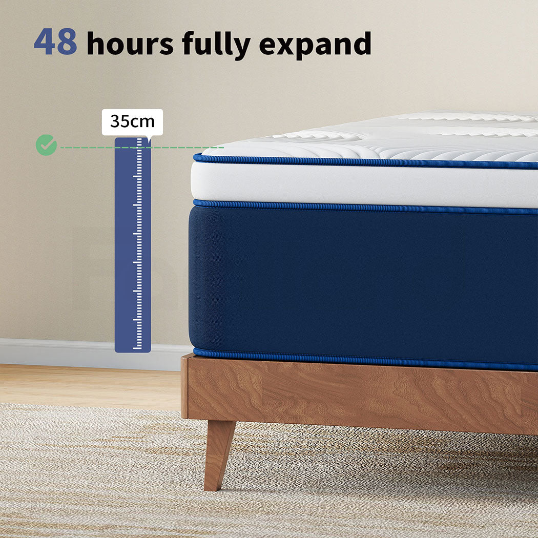 Familand Queen Double King Single Mattress Pocket Spring Memory Foam 35cm Blue