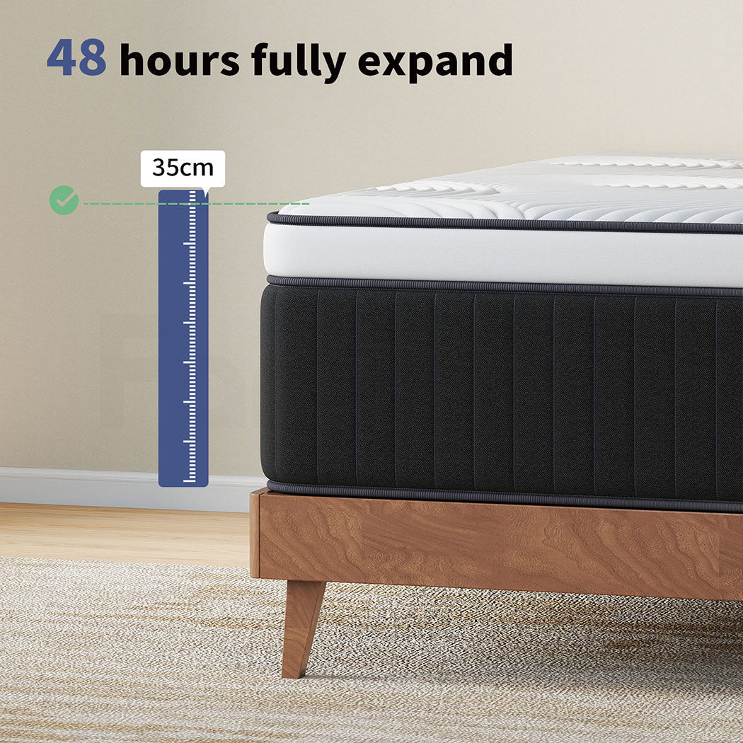 Familand Queen Double King Single Mattress Pocket Spring Memory Foam 35cm Grey