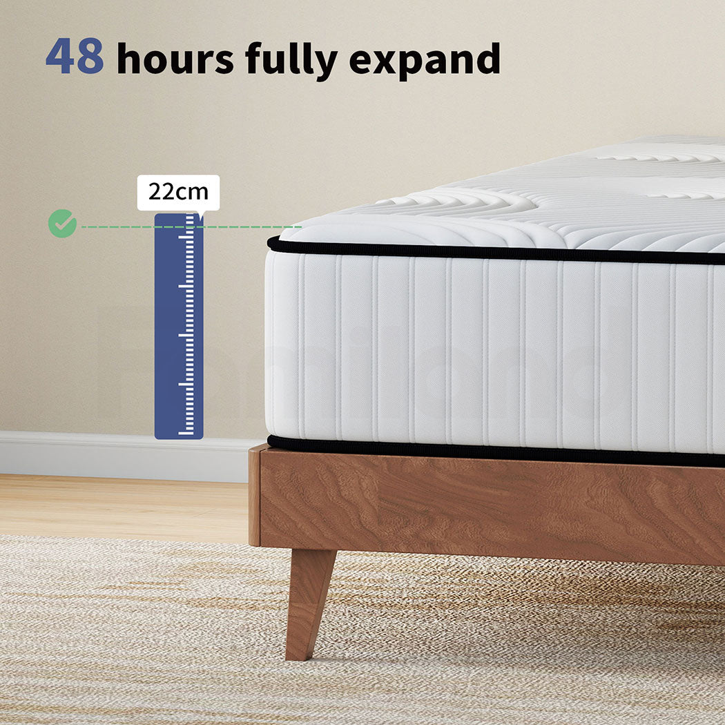 Familand Queen Double King Single Mattress Pocket Spring Memory Foam 22cm White