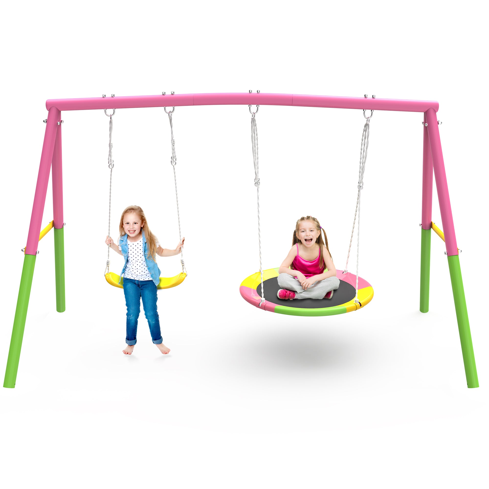 Swing Set for Backyard with Stand, Swing Heavy Duty  Metal Outdoor