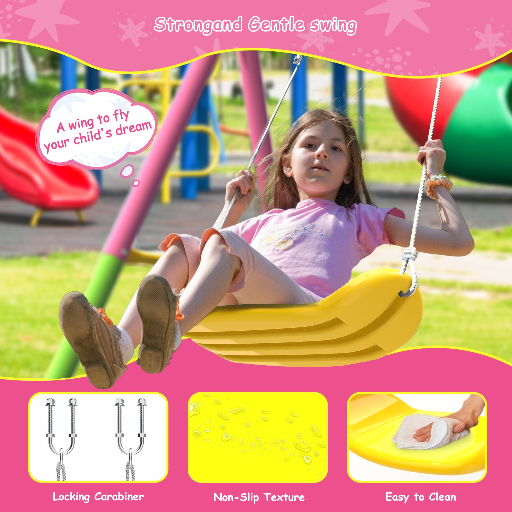 Swing Set for Backyard with Stand, Swing Heavy Duty  Metal Outdoor